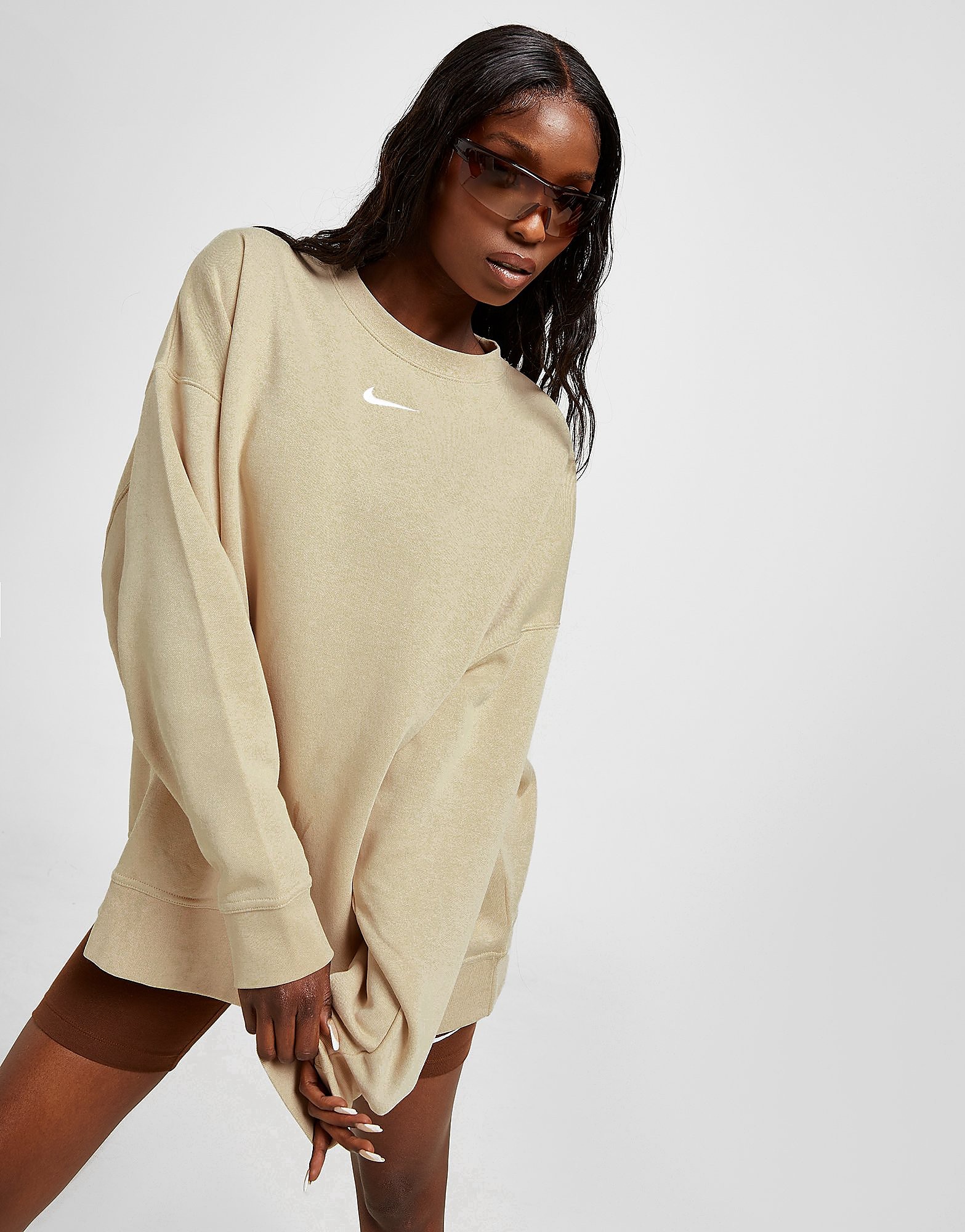 

Nike Trend Boyfriend Crew Sweatshirt - Sand Drift/White - Womens, Sand Drift/White
