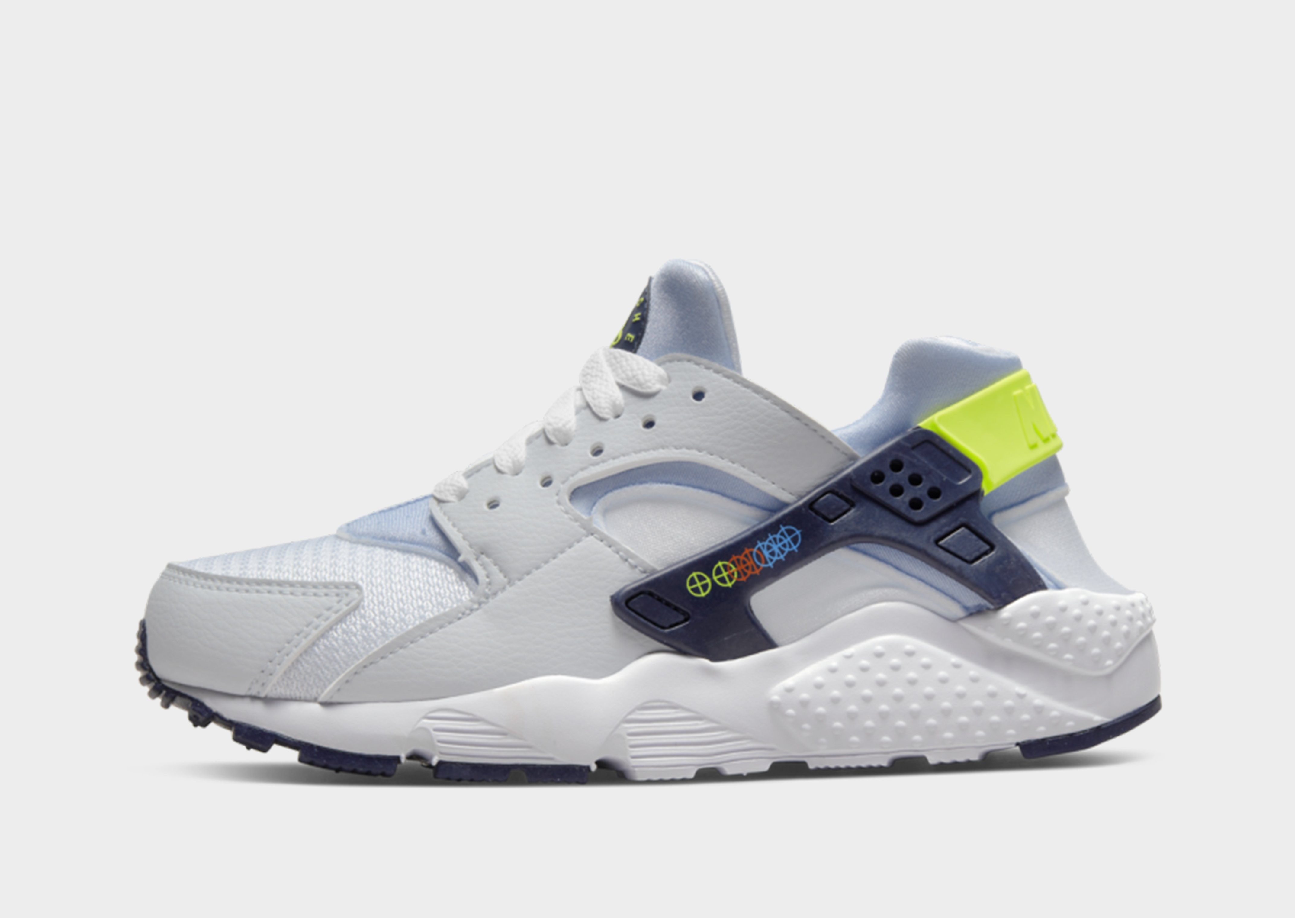 

Nike Air Huarache Junior - White/Volt/Football Grey/Blackened Blue - Kids, White/Volt/Football Grey/Blackened Blue