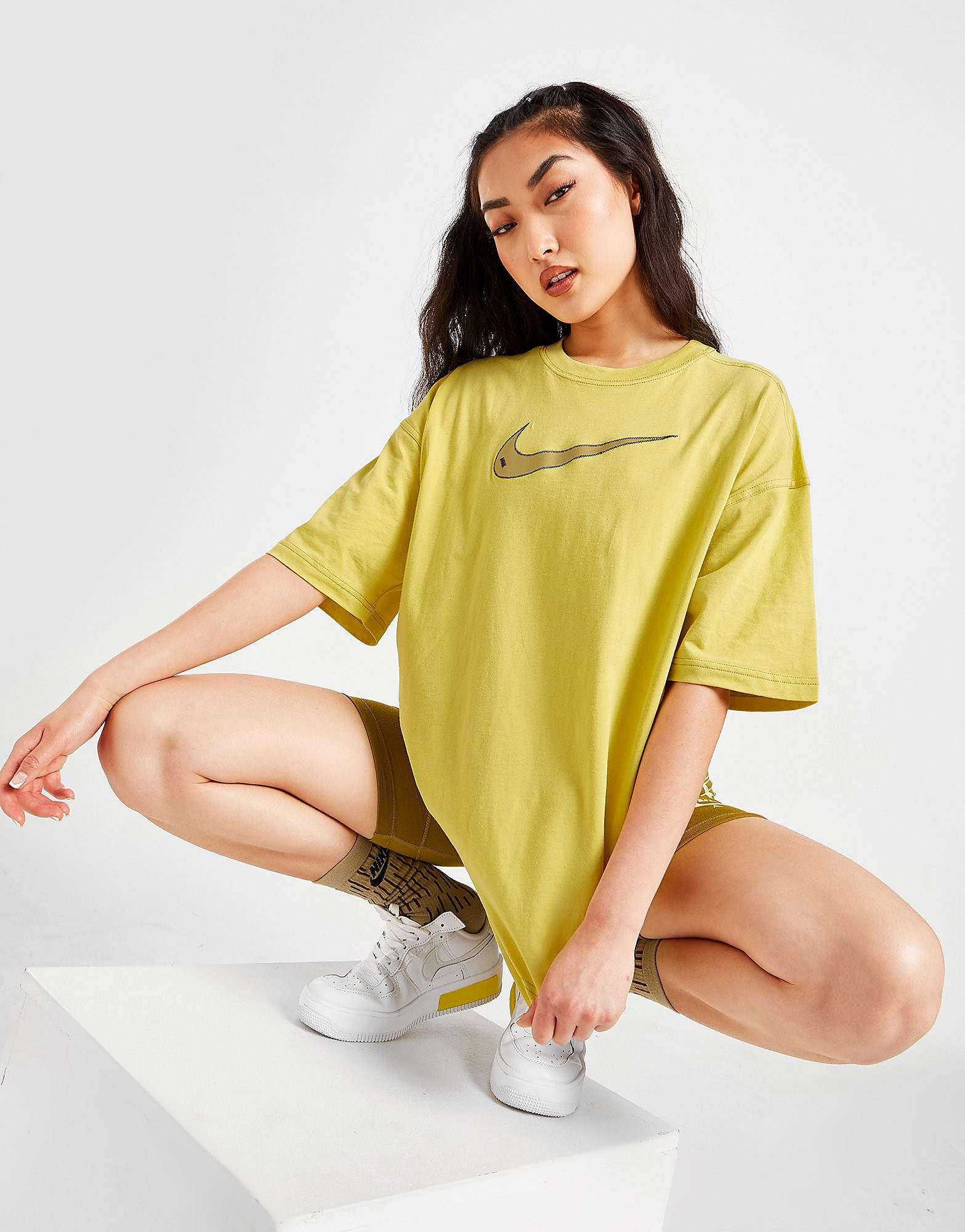 

Nike Sportswear Swoosh Short-Sleeve Top Women's - Celery/Black/Black/Barley, Celery/Black/Black/Barley