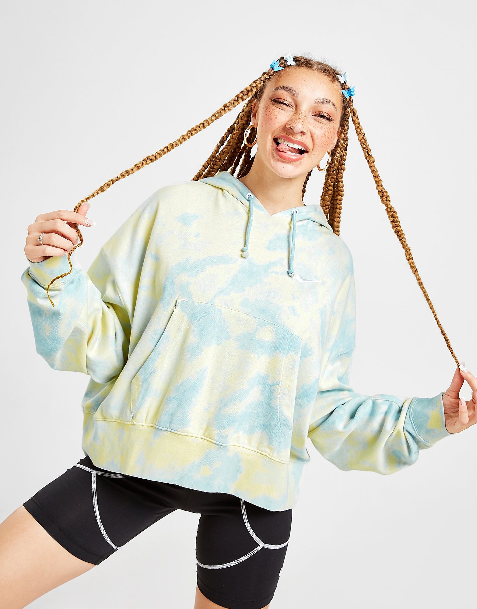 

Nike Washed Oversized Jersey Hoodie - Worn Blue/White - Womens, Worn Blue/White