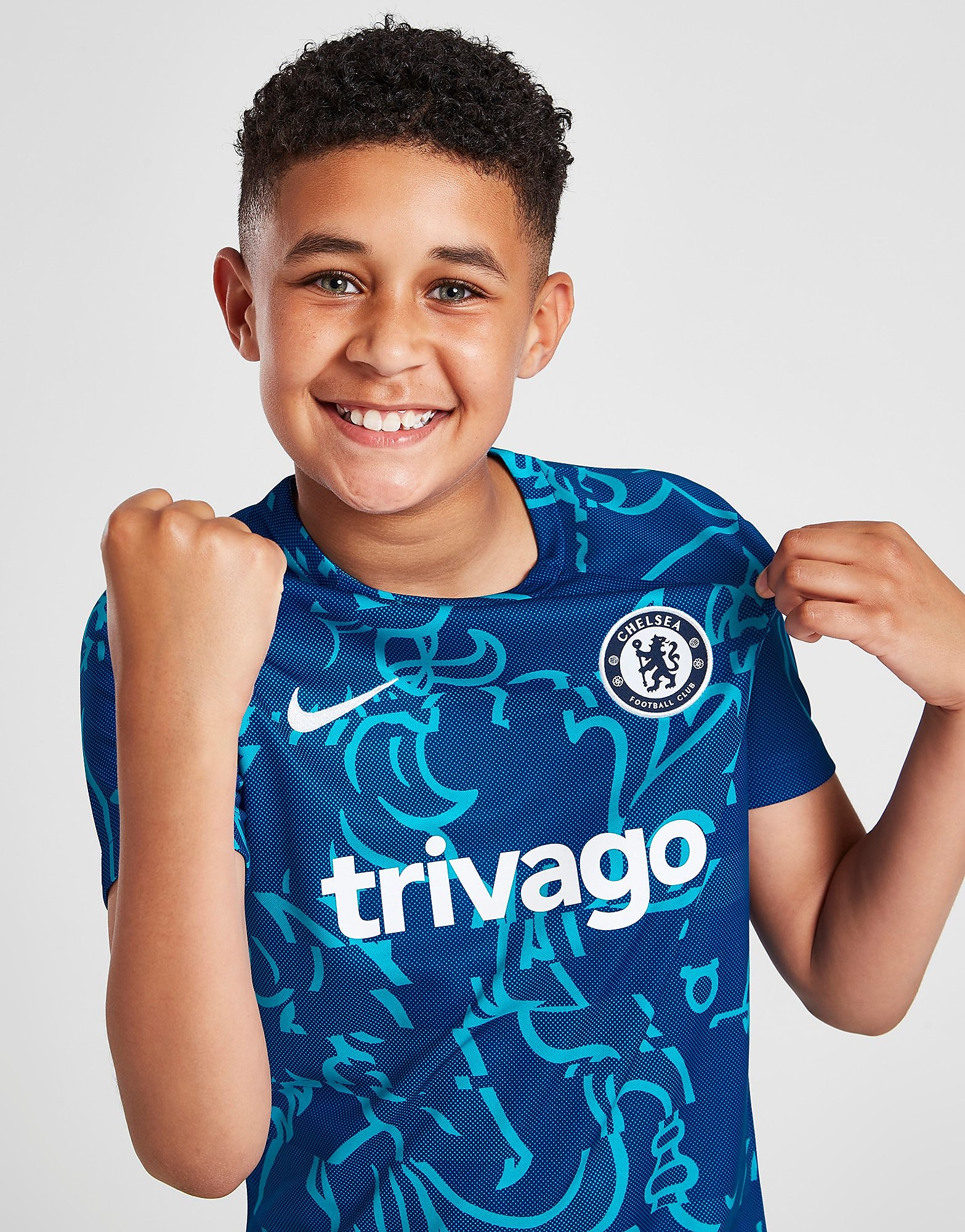 

Nike Chelsea FC Home Pre Match Shirt Junior - Chlorine Blue/Chlorine Blue/White - Kids, Chlorine Blue/Chlorine Blue/White