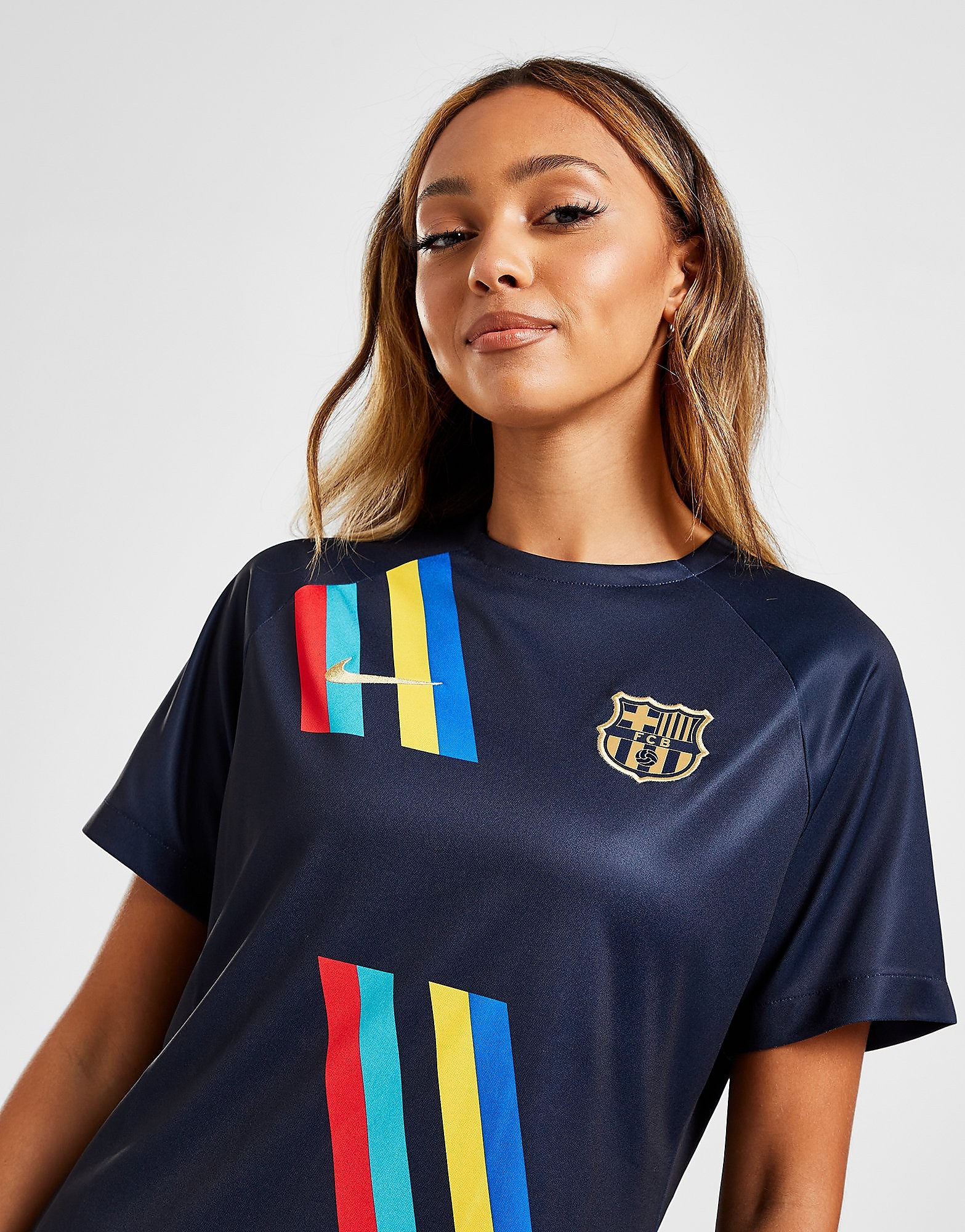 

Nike FC Barcelona Away Pre Match Shirt - Obsidian/Obsidian/Club Gold - Womens, Obsidian/Obsidian/Club Gold
