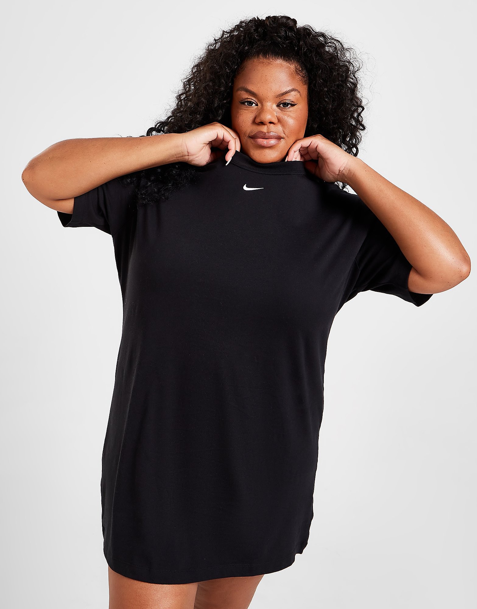 

Nike Essential Plus Size T-Shirt Dress - Black/White - Womens, Black/White