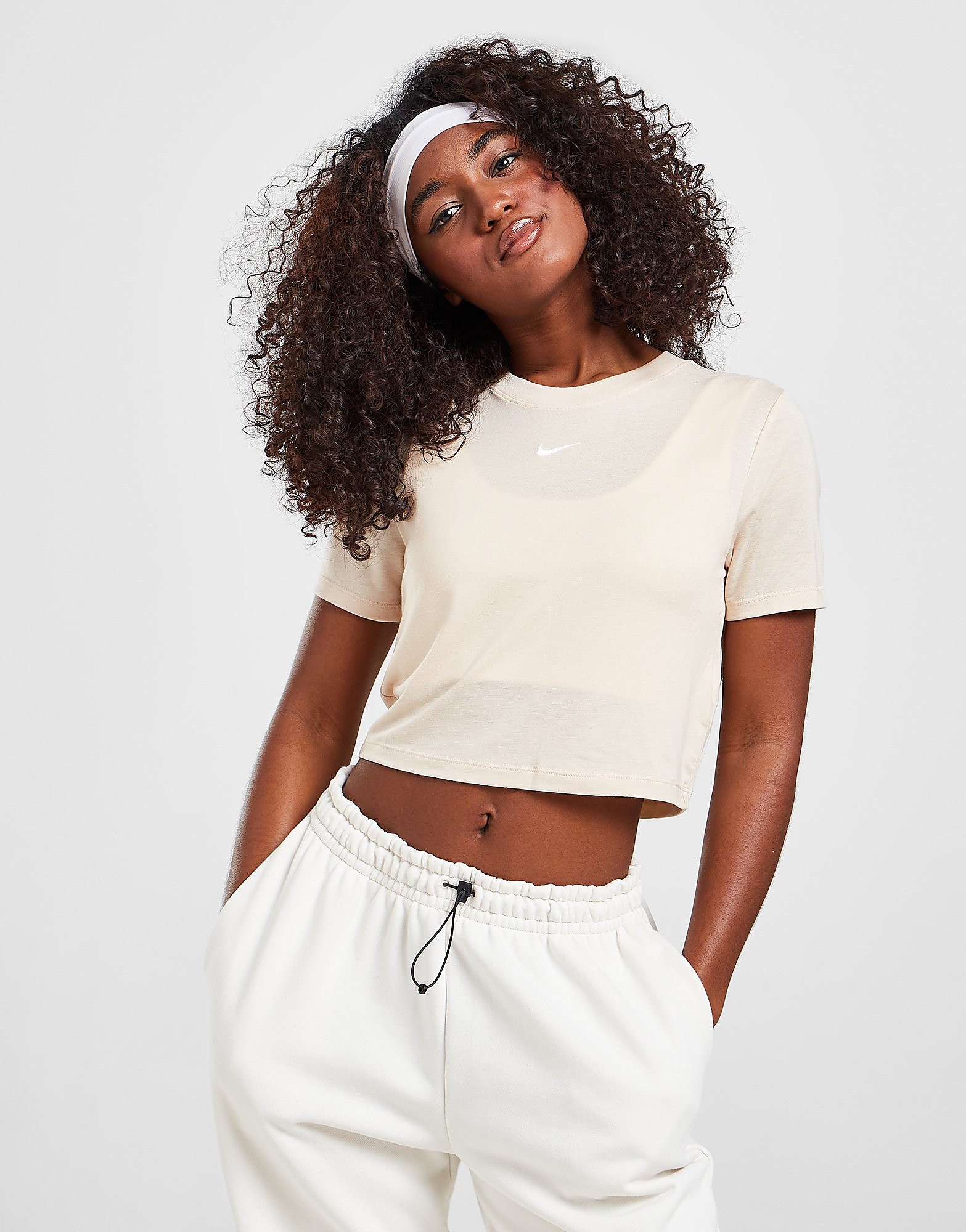 

Nike Slim Crop T-Shirt - Sand Drift/White - Womens, Sand Drift/White