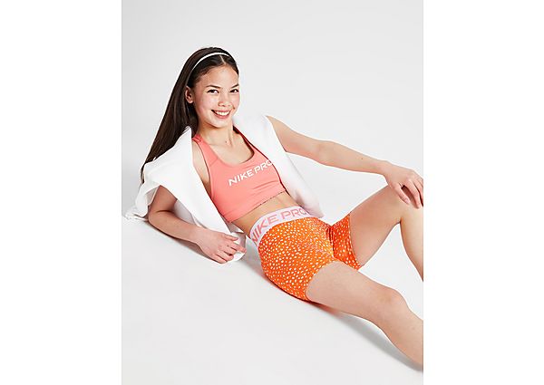 Nike Girls' Fitness Dri-FIT 3 Shorts Junior - Rush Orange/Doll/Pink Salt, Rush Orange/Doll/Pink Salt