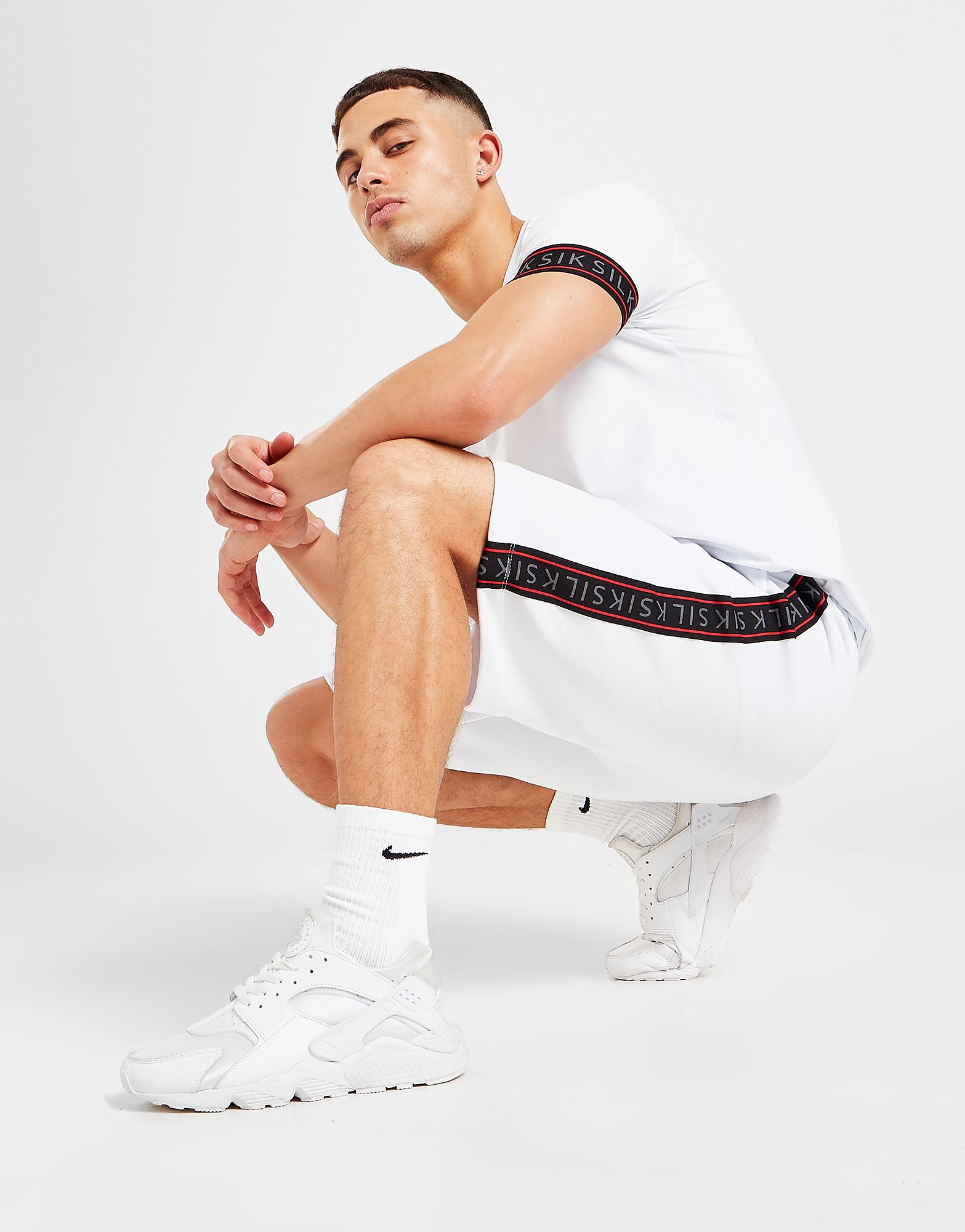 

SikSilk Jersey Tape Shorts - Only at JD - White - Mens, White