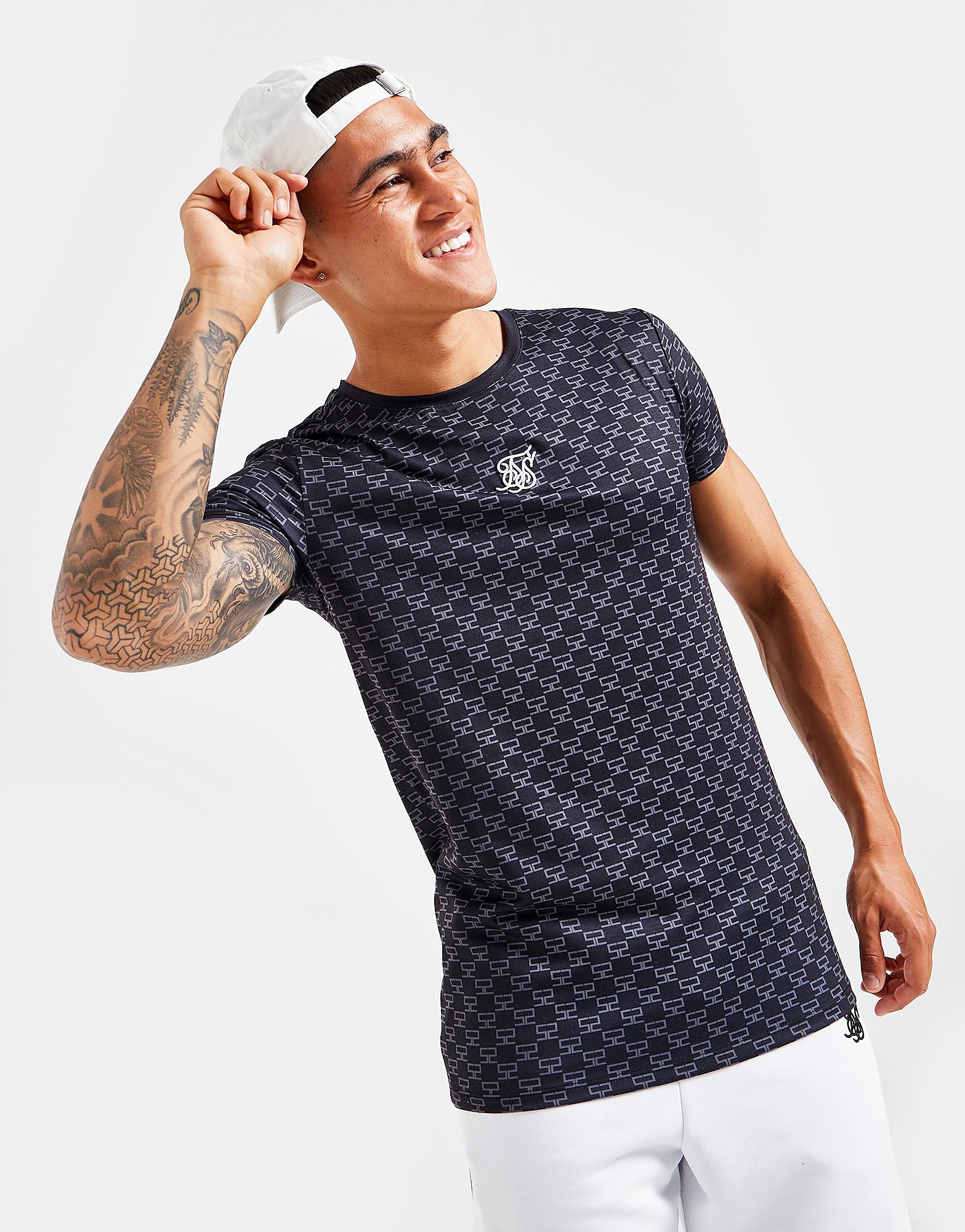 SikSilk Monogram T-Shirt - Only at JD - Black - Mens, Black