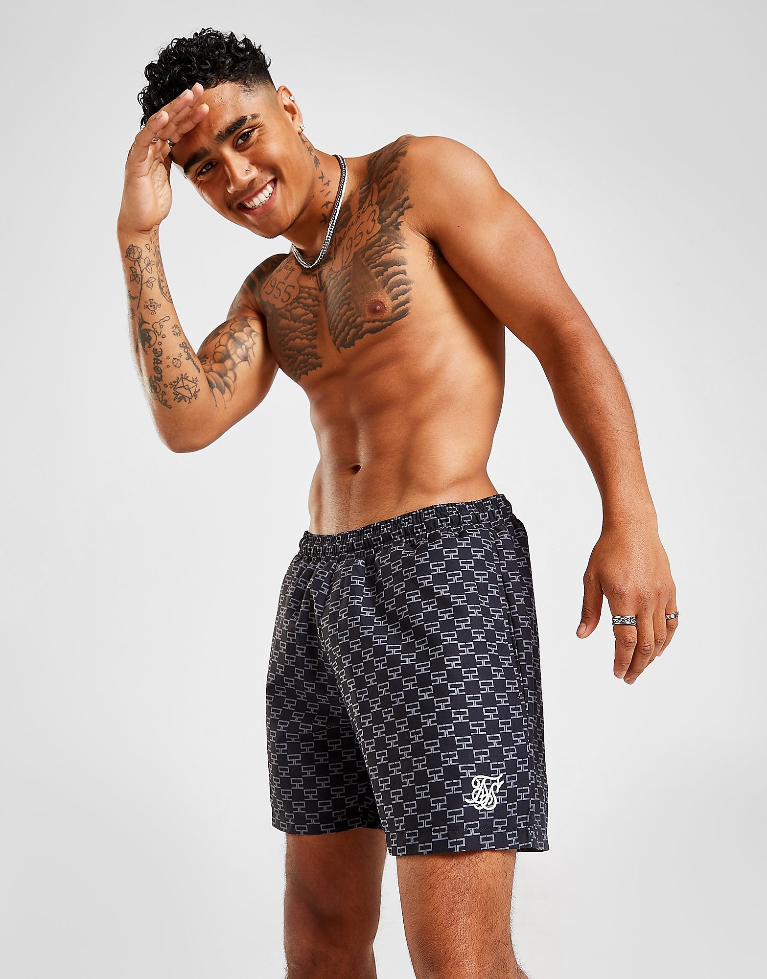 

SikSilk Monogram Swim Shorts - Only at JD - Black - Mens, Black
