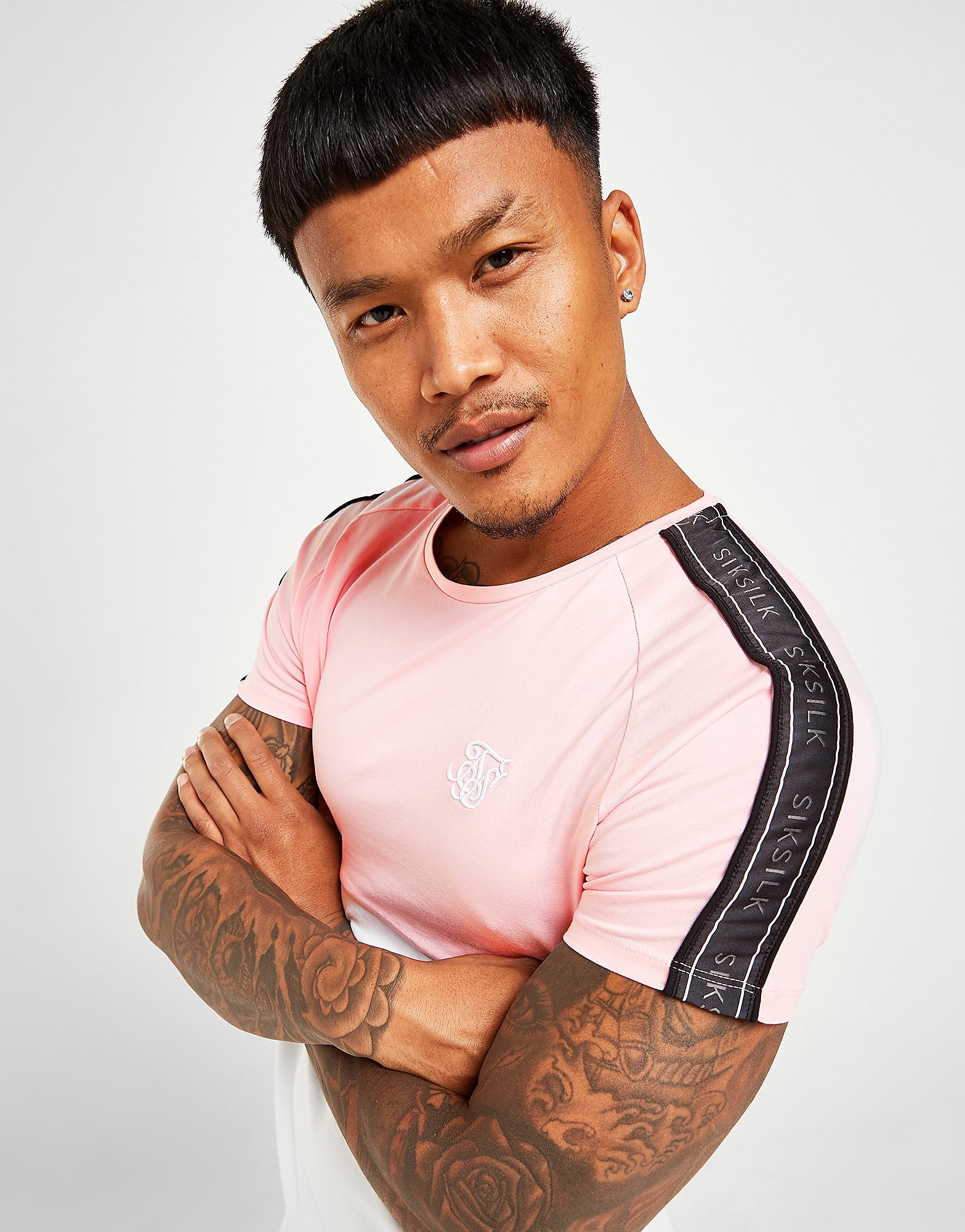 

SikSilk Tape Colour Block T-Shirt - Only at JD - Pink - Mens, Pink