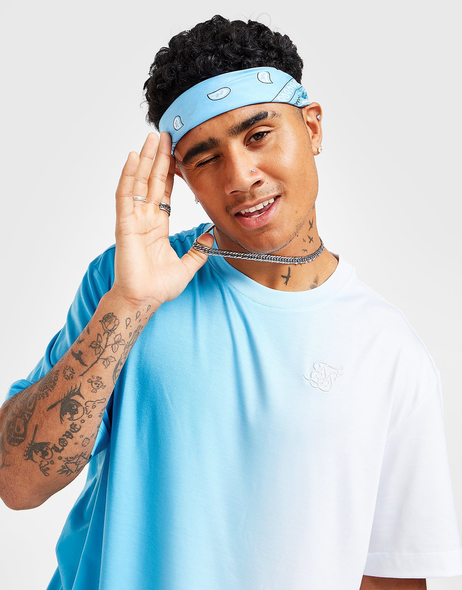 

SikSilk Oversized Fade T-Shirt - Only at JD - Blue - Mens, Blue