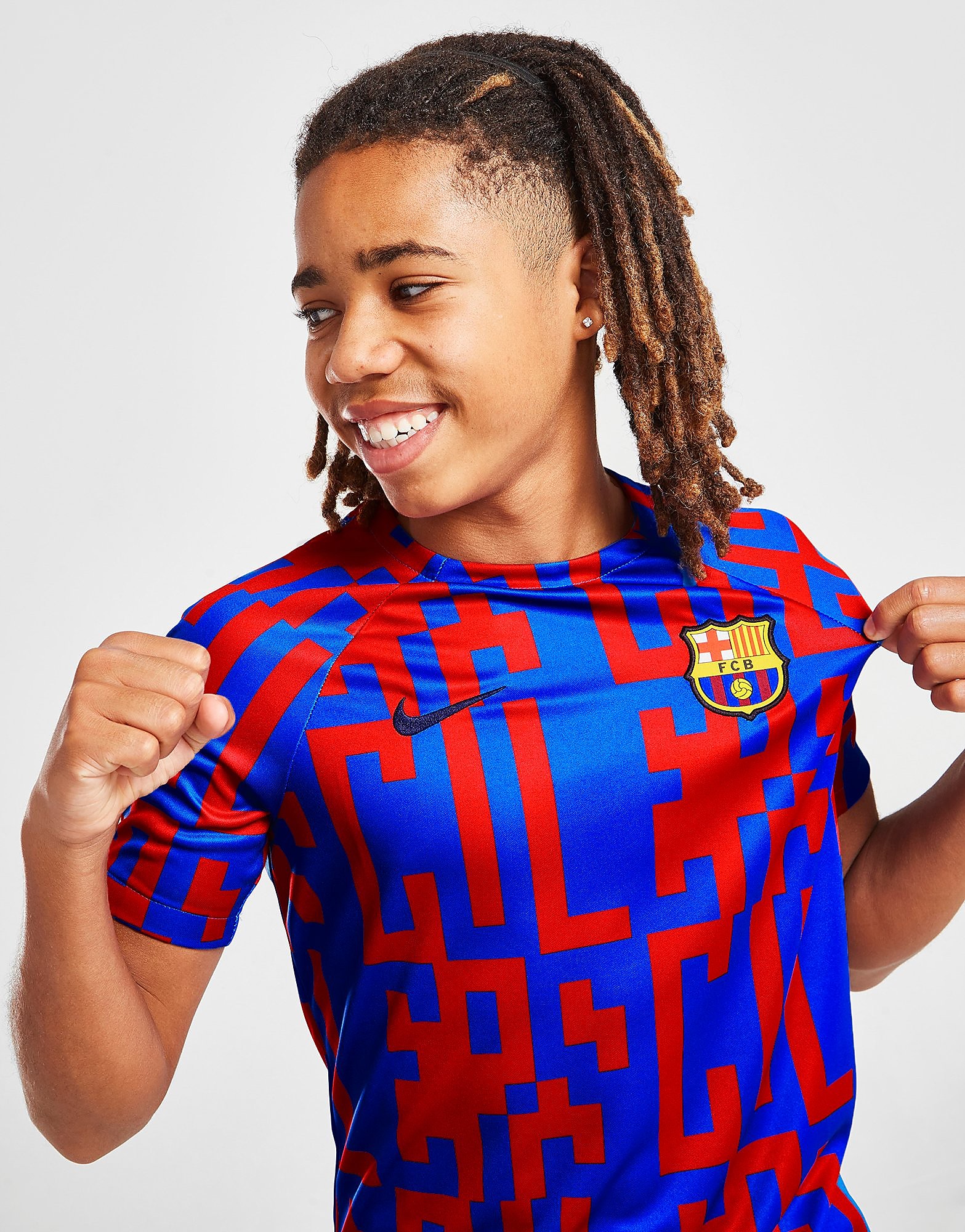 

Nike FC Barcelona Pre Match Home Shirt Junior - Signal Blue/Signal Blue/University Red/Obsidian - Kids, Signal Blue/Signal Blue/University Red/Obsidian