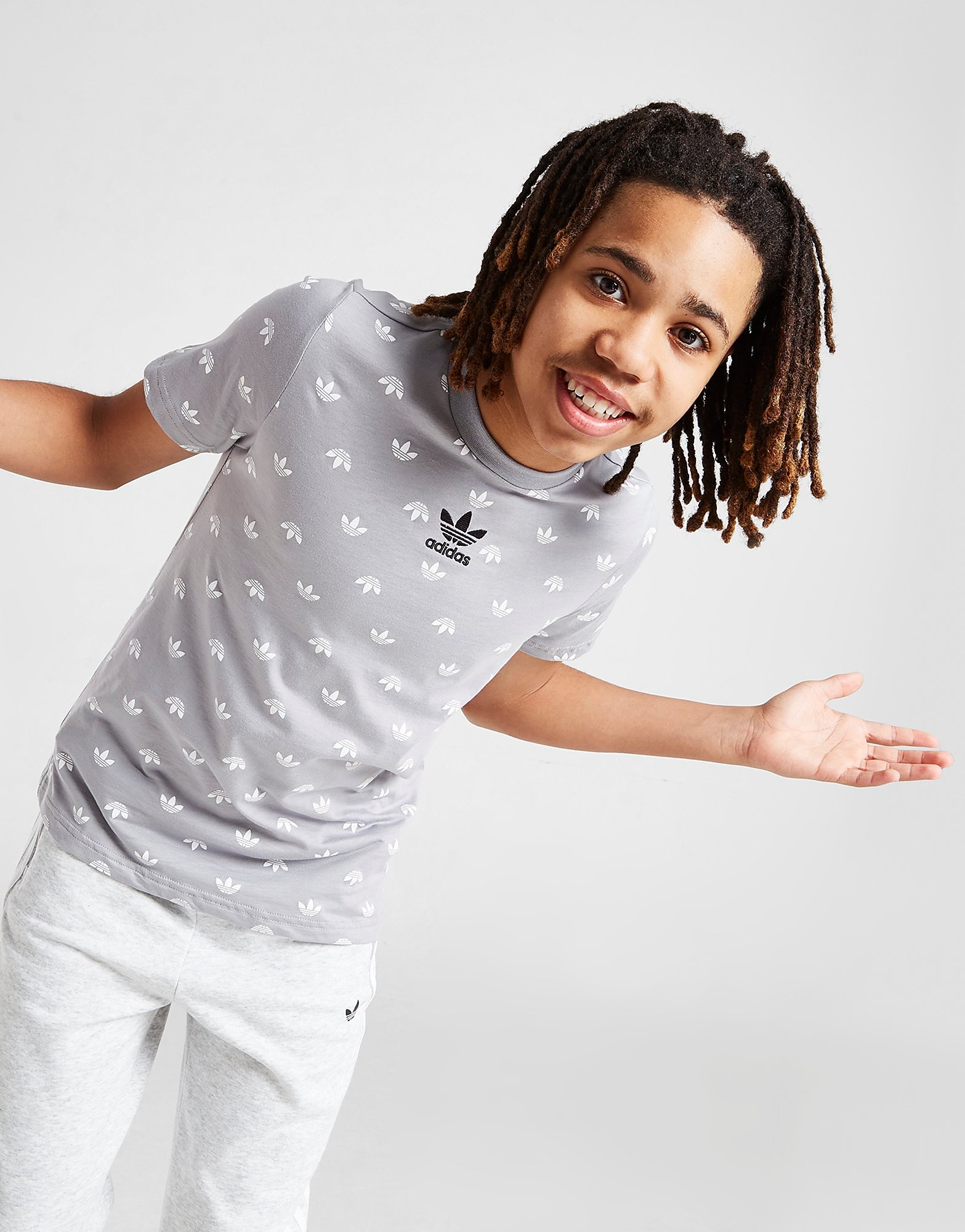 

adidas Originals All Over Trefoil T-Shirt Junior - Only at JD - Grey - Kids, Grey