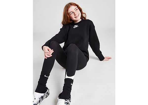 Nike Girls' Club Fleece Crew Sweatshirt Junior - Black/White, Black/White