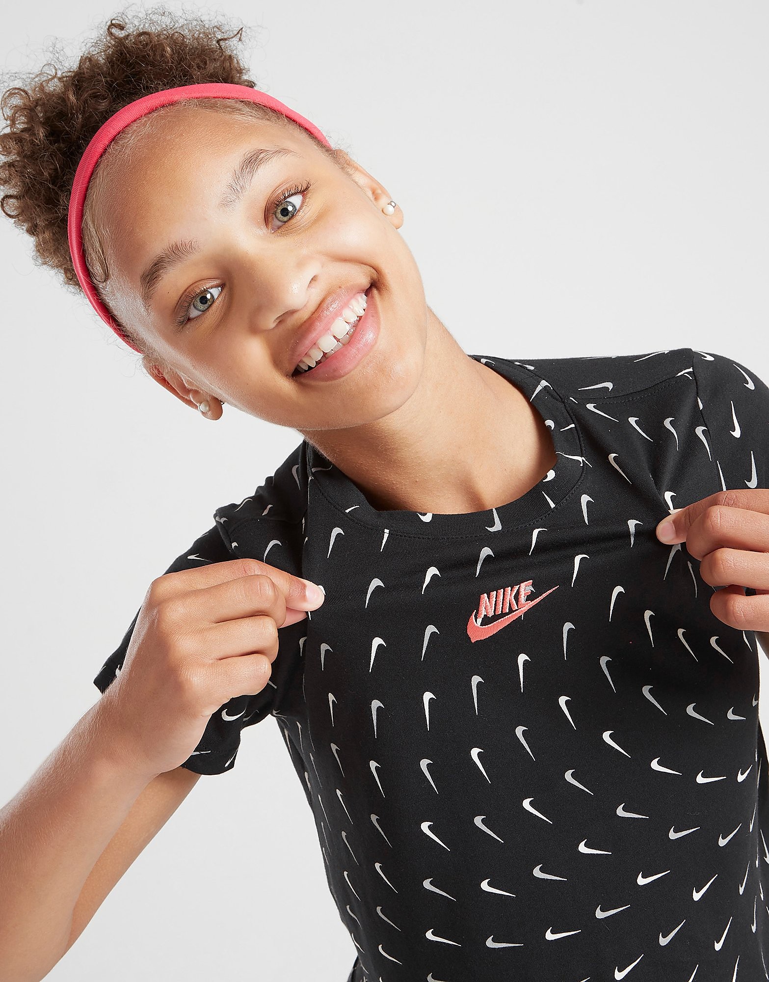 

Nike Girls' Sportswear Swoosh Crop T-Shirt Junior - Black - Kids, Black