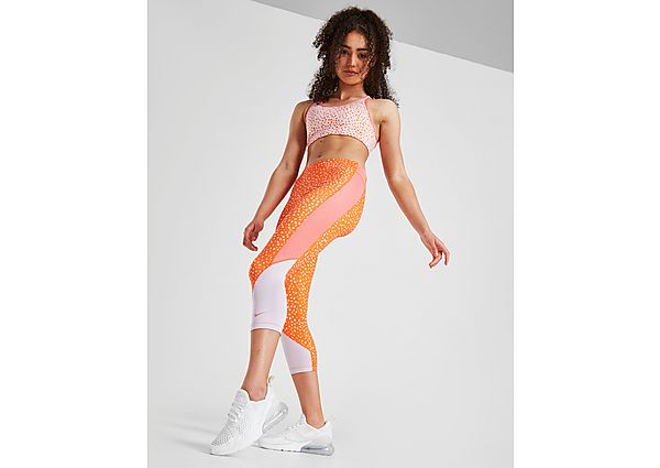 Nike Girls' Fitness Dri-FIT One Capri Tights Junior - Rush Orange/Doll/Pink Salt/Pink Salt, Rush Orange/Doll/Pink Salt/Pink Salt