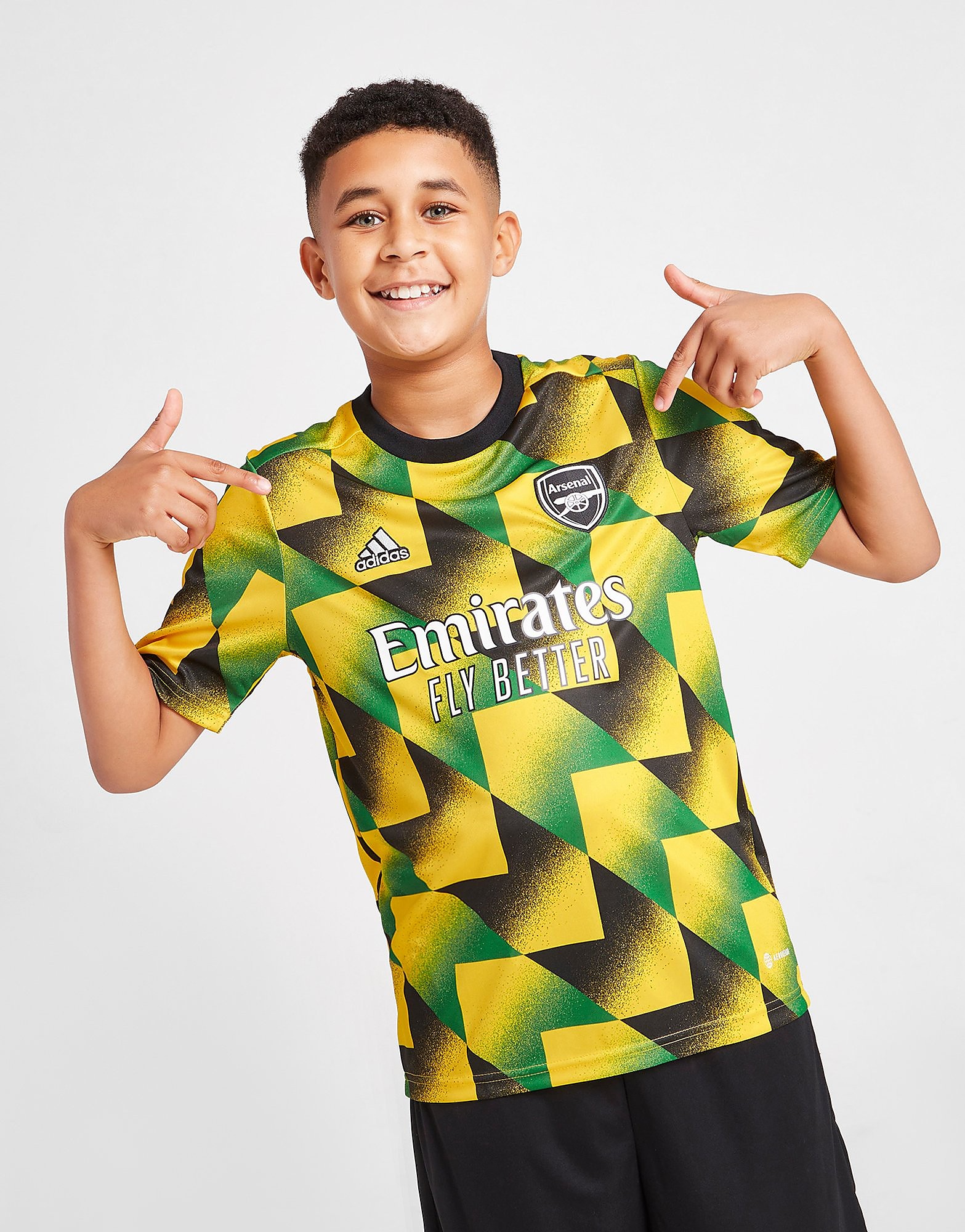 

adidas Arsenal FC 2022/23 Pre Match Shirt Junior - Eqt Yellow / Green / Black - Kids, Eqt Yellow / Green / Black