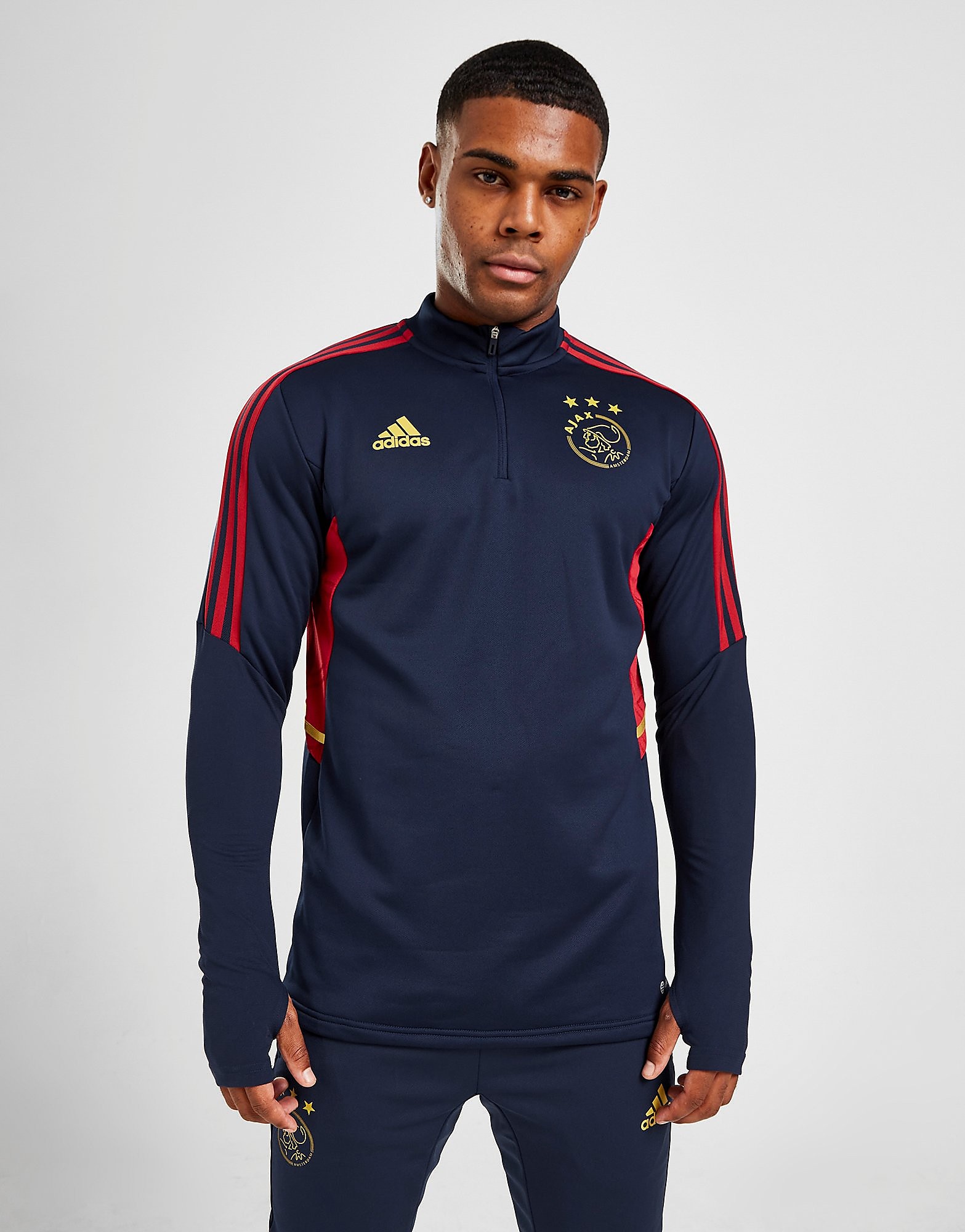 

adidas Ajax Training 1/4 Zip Top - Team Navy Blue 2/Red - Mens, Team Navy Blue 2/Red