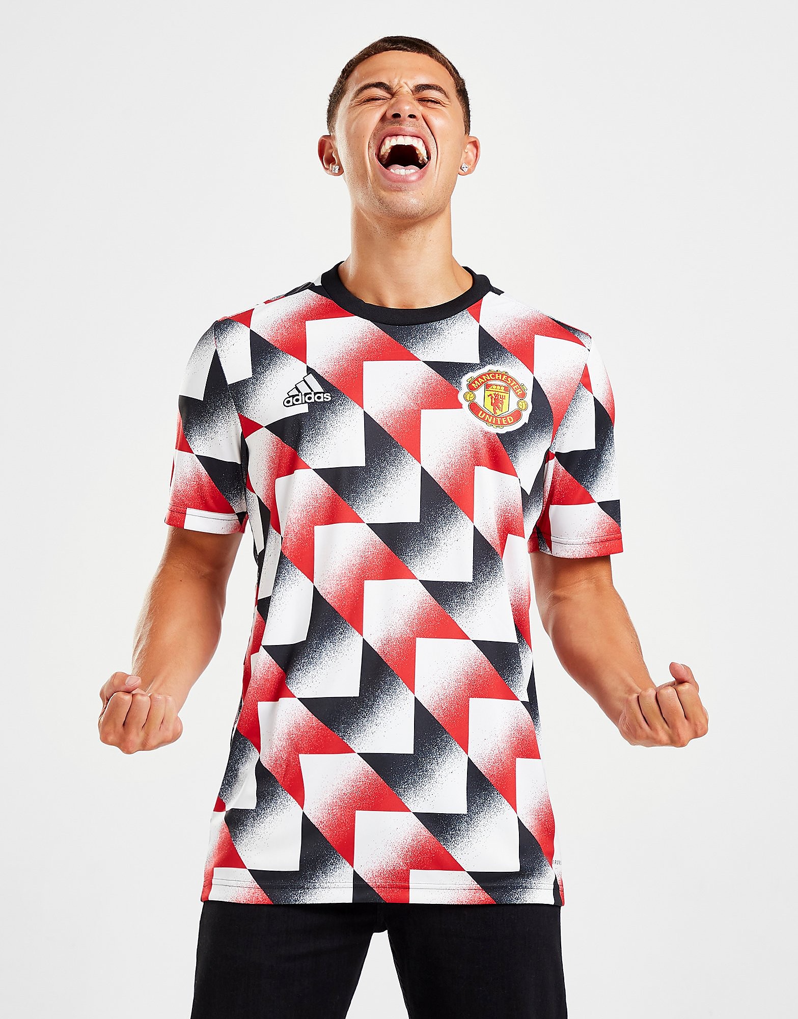 

adidas Manchester United FC Pre Match Shirt - White / Real Red / Black - Mens, White / Real Red / Black