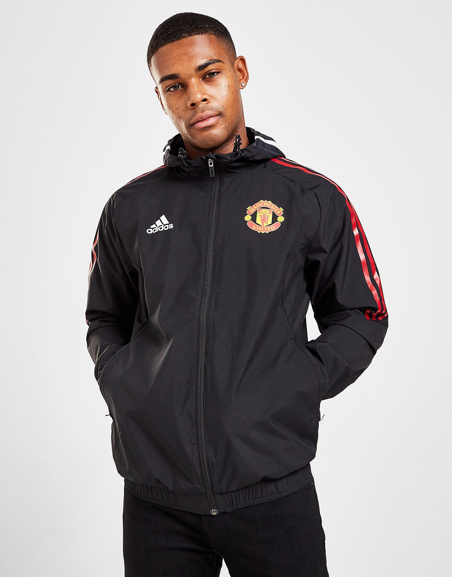 

adidas Manchester United FC All Weather Jacket - Black - Mens, Black