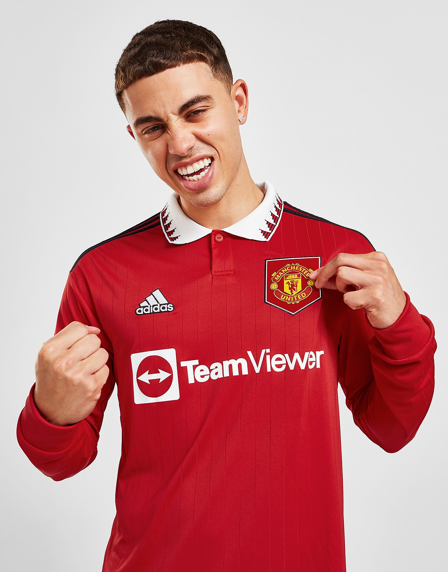 

adidas Manchester United 2022/23 Long Sleeve Home Shirt - Real Red - Mens, Real Red