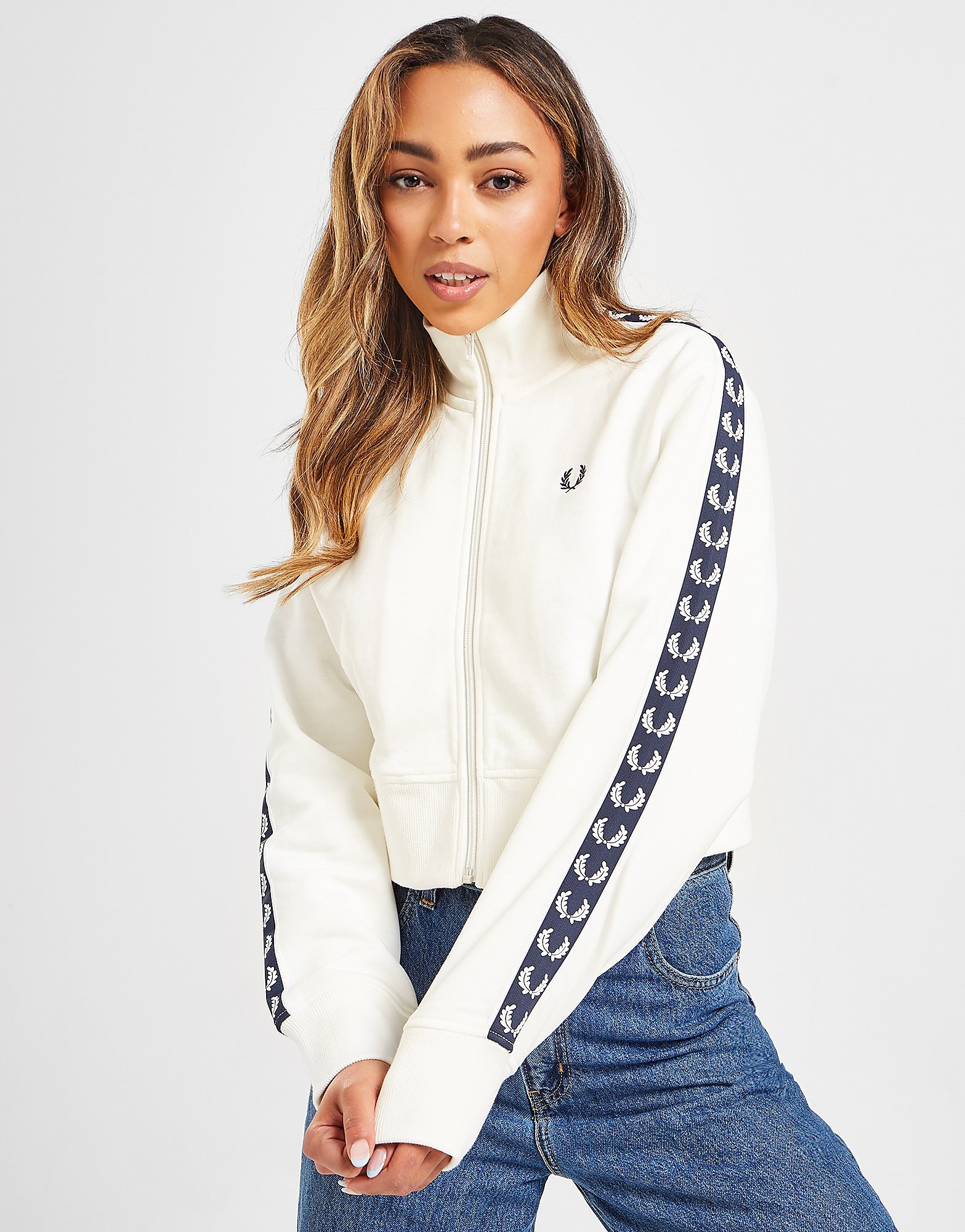 

Fred Perry Tape Crop Track Jacket - White - Womens, White