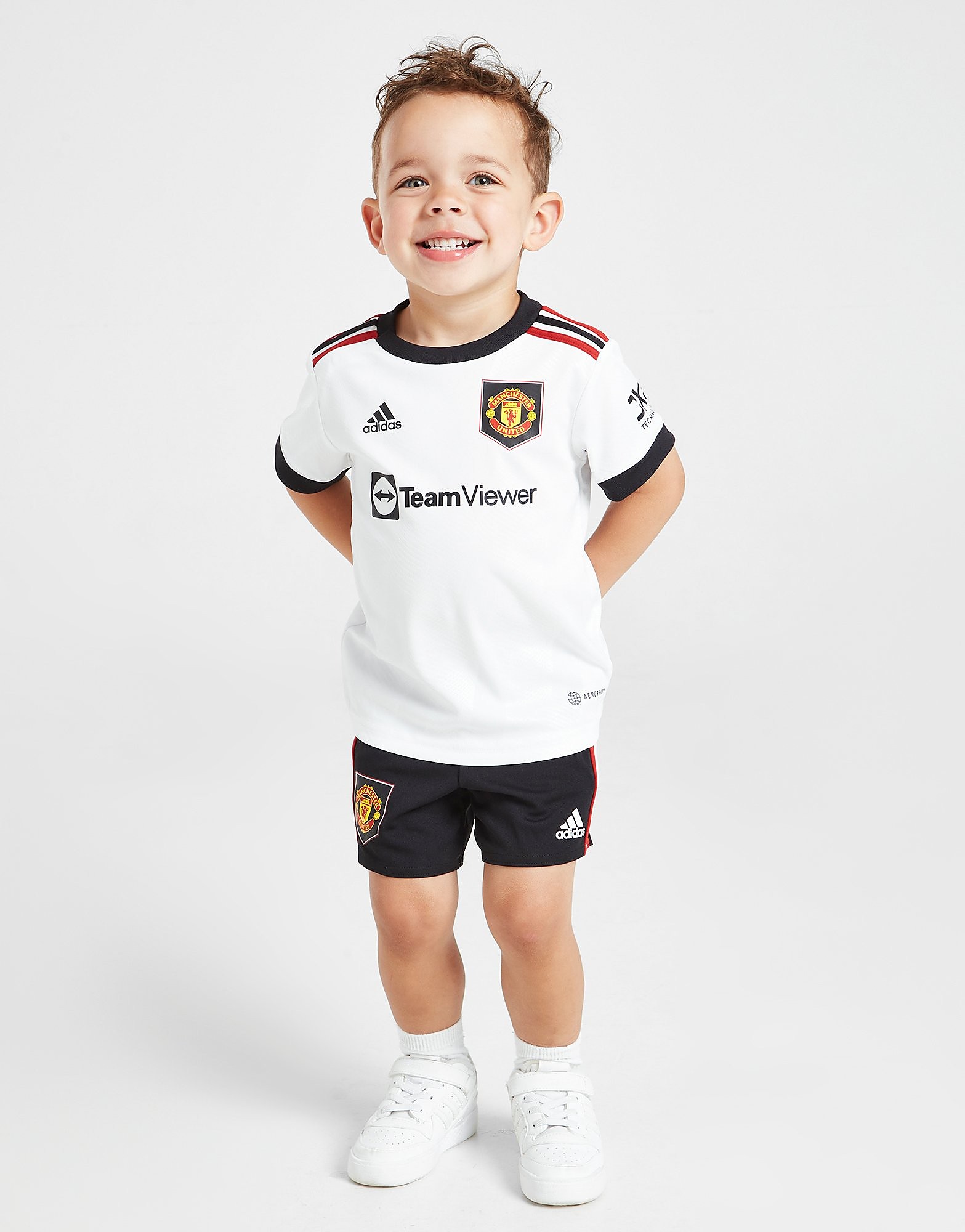 adidas Manchester United FC 2022/23 Away Kit Infant - White / Black - Kids, White / Black