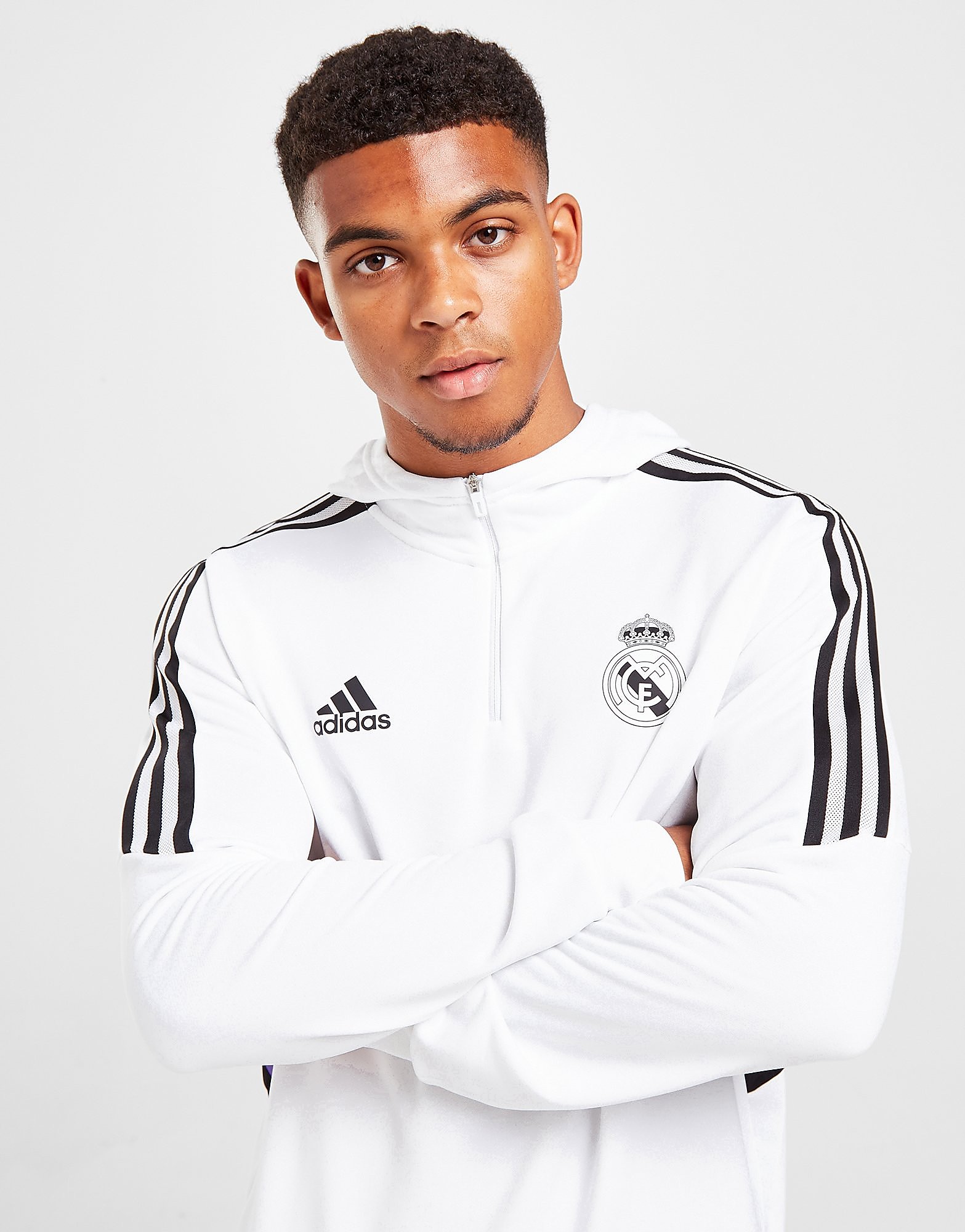 

adidas Real Madrid Track Hoodie - White - Mens, White