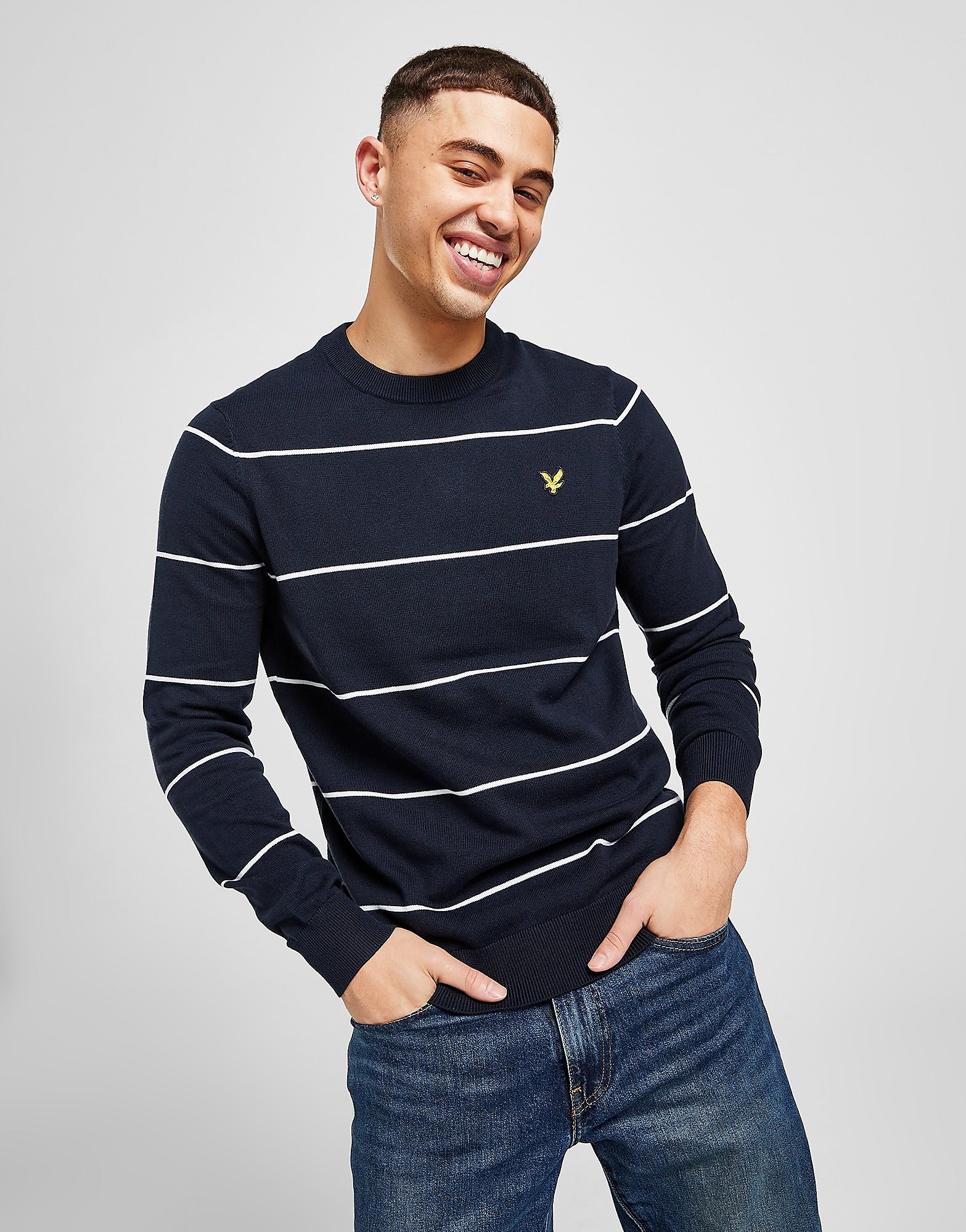 

Lyle & Scott Striped Knit Sweathshirt - Navy - Mens, Navy