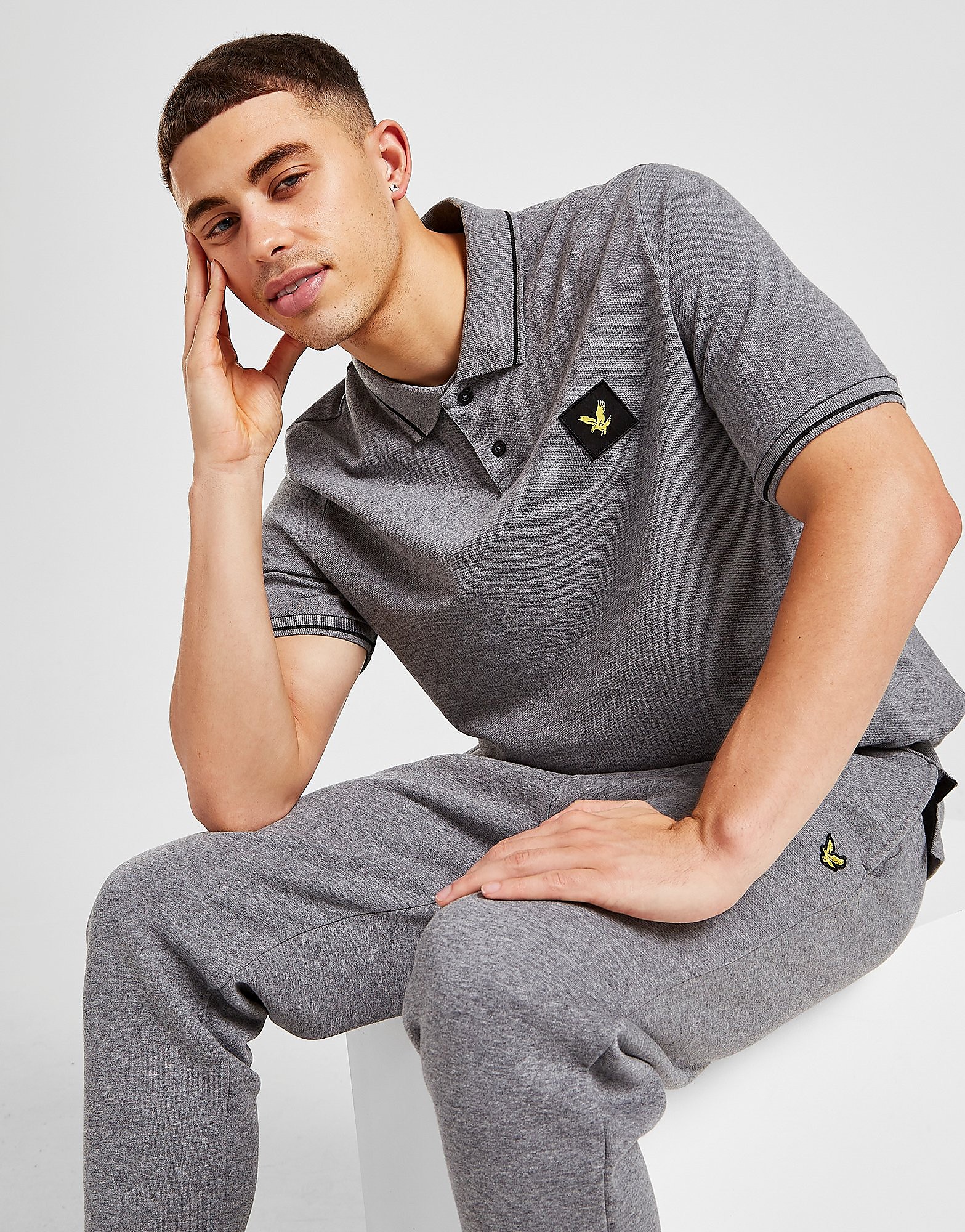 

Lyle & Scott Badge Tipped Polo Shirt - Grey - Mens, Grey