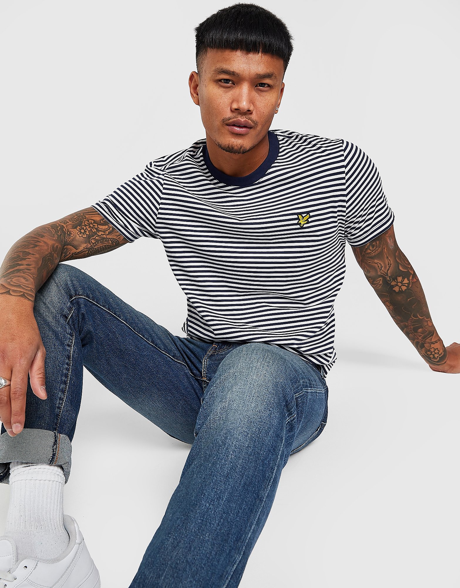 

Lyle & Scott Stripe Ringer T-Shirt - White/Navy - Mens, White/Navy