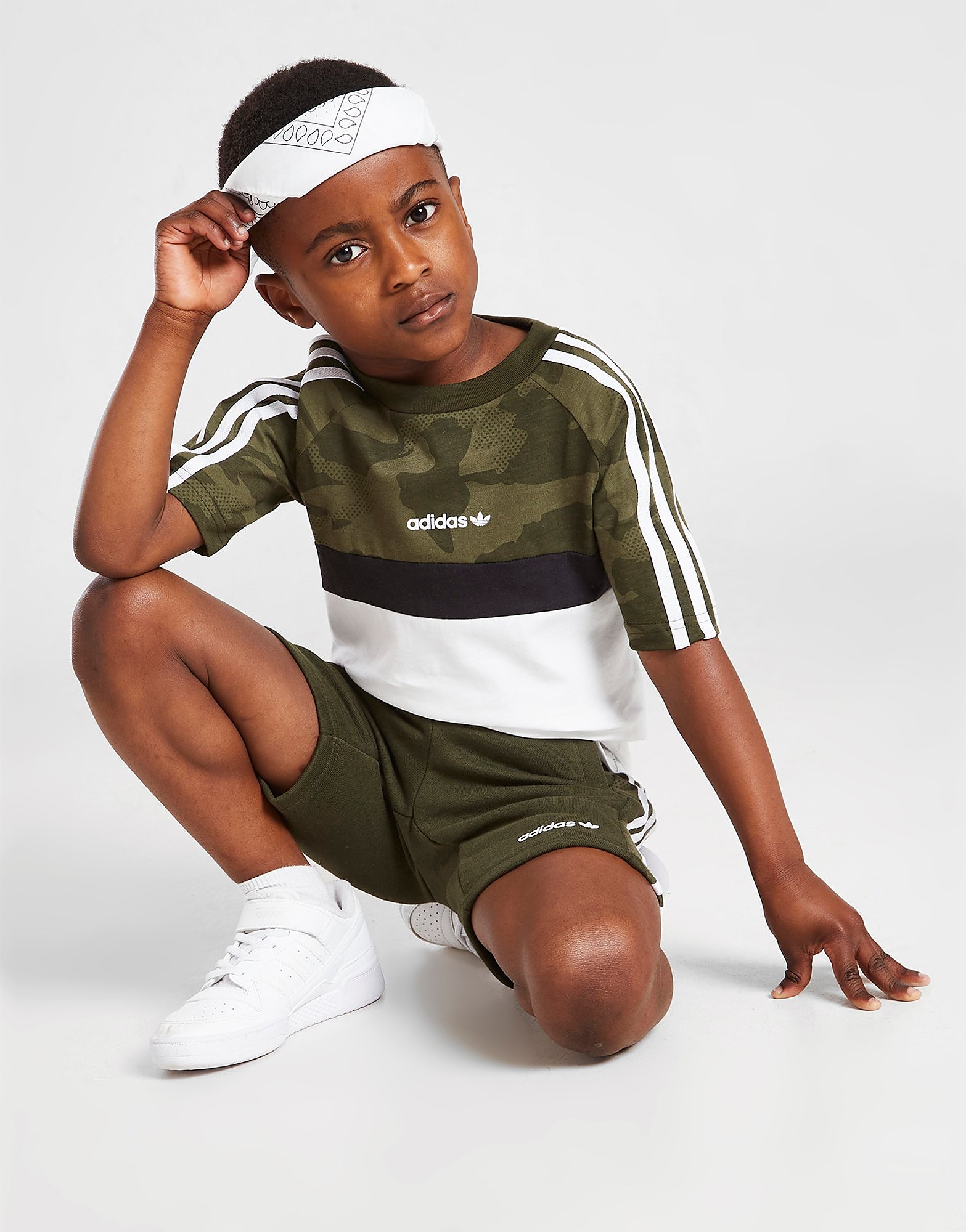 

adidas Originals Camo Itasca T-Shirt/Shorts Set Children - Only at JD - Green - Kids, Green