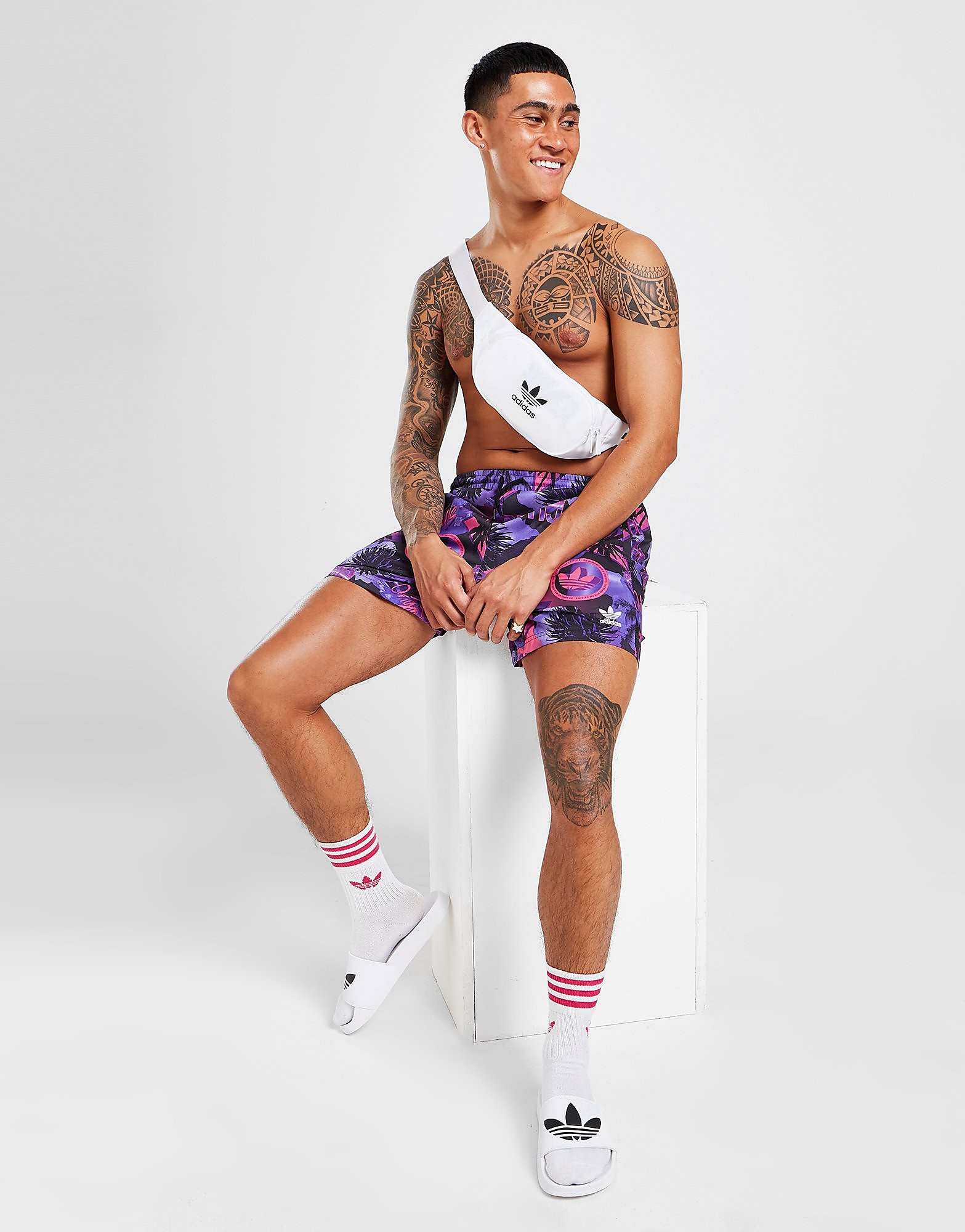

adidas Originals Palm Swim Shorts - Only at JD - Purple/MULTI - Mens, Purple/MULTI