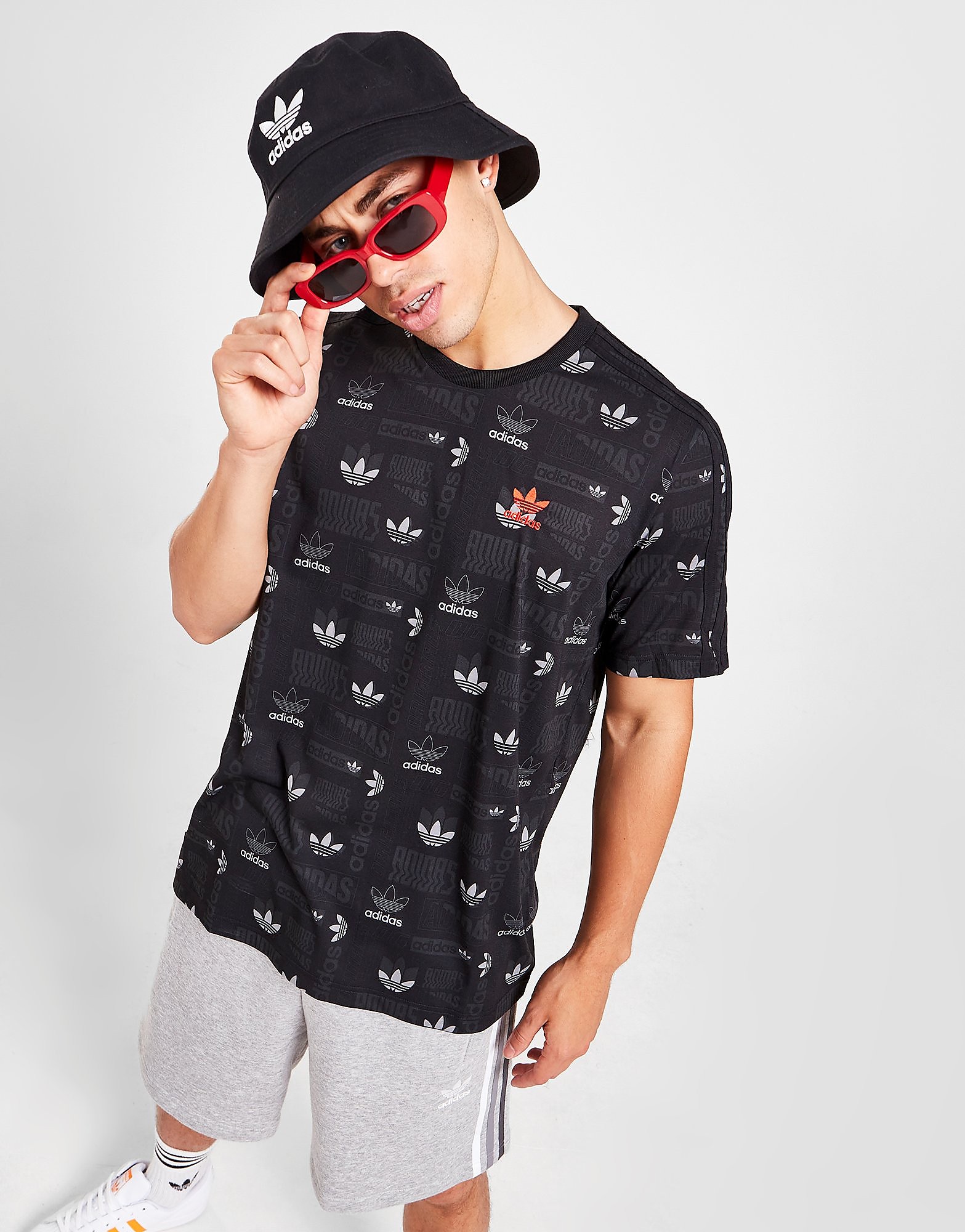 

adidas Originals Sticker All Over Print T-Shirt - Black - Mens, Black