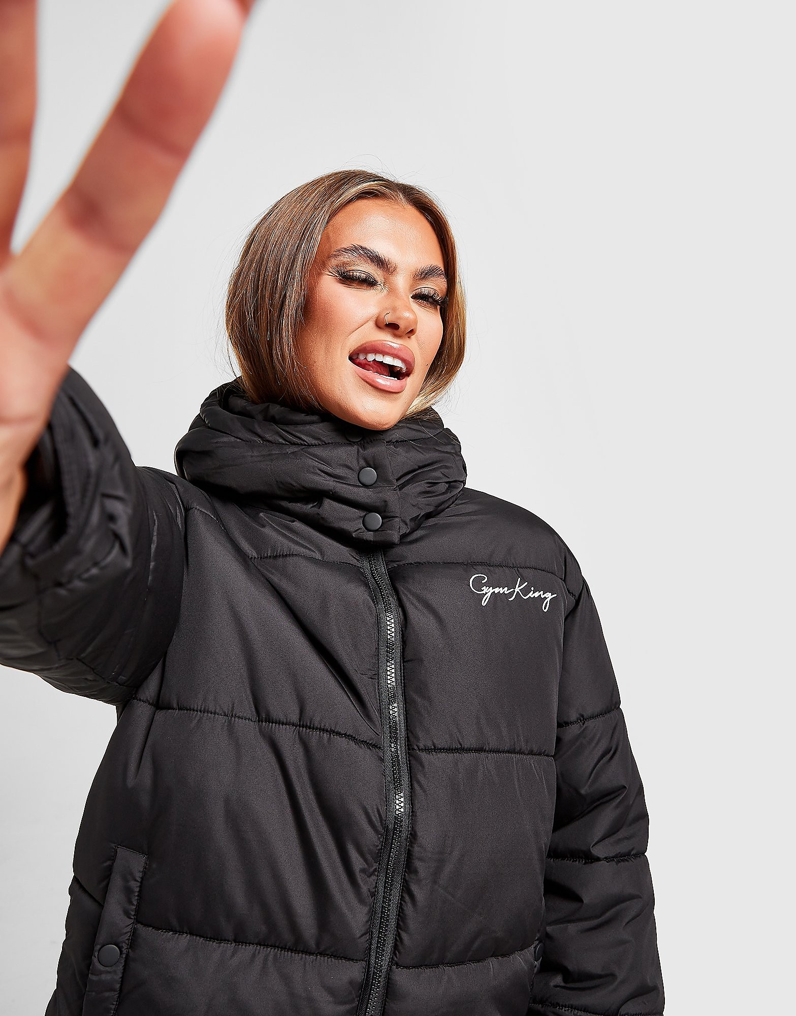

Gym King Script Puffer Jacket - Black - Womens, Black