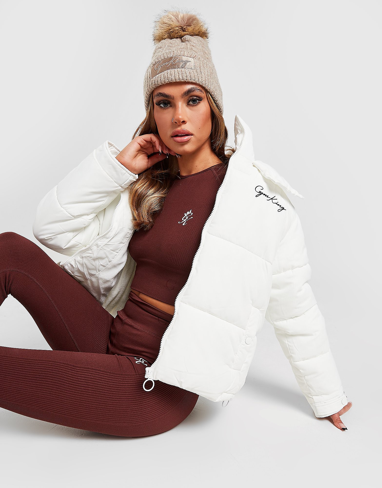 

Gym King Script Puffer Jacket - White - Womens, White