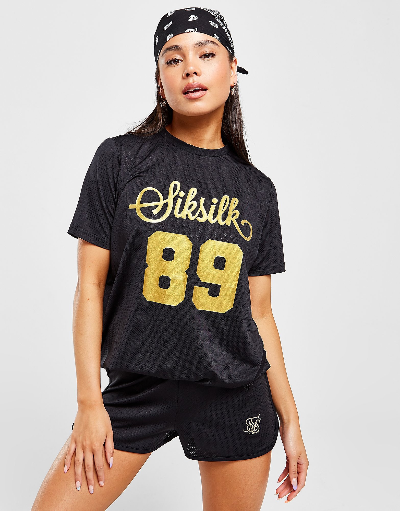 

SikSilk Mesh Boyfriend T-Shirt - Black - Womens, Black
