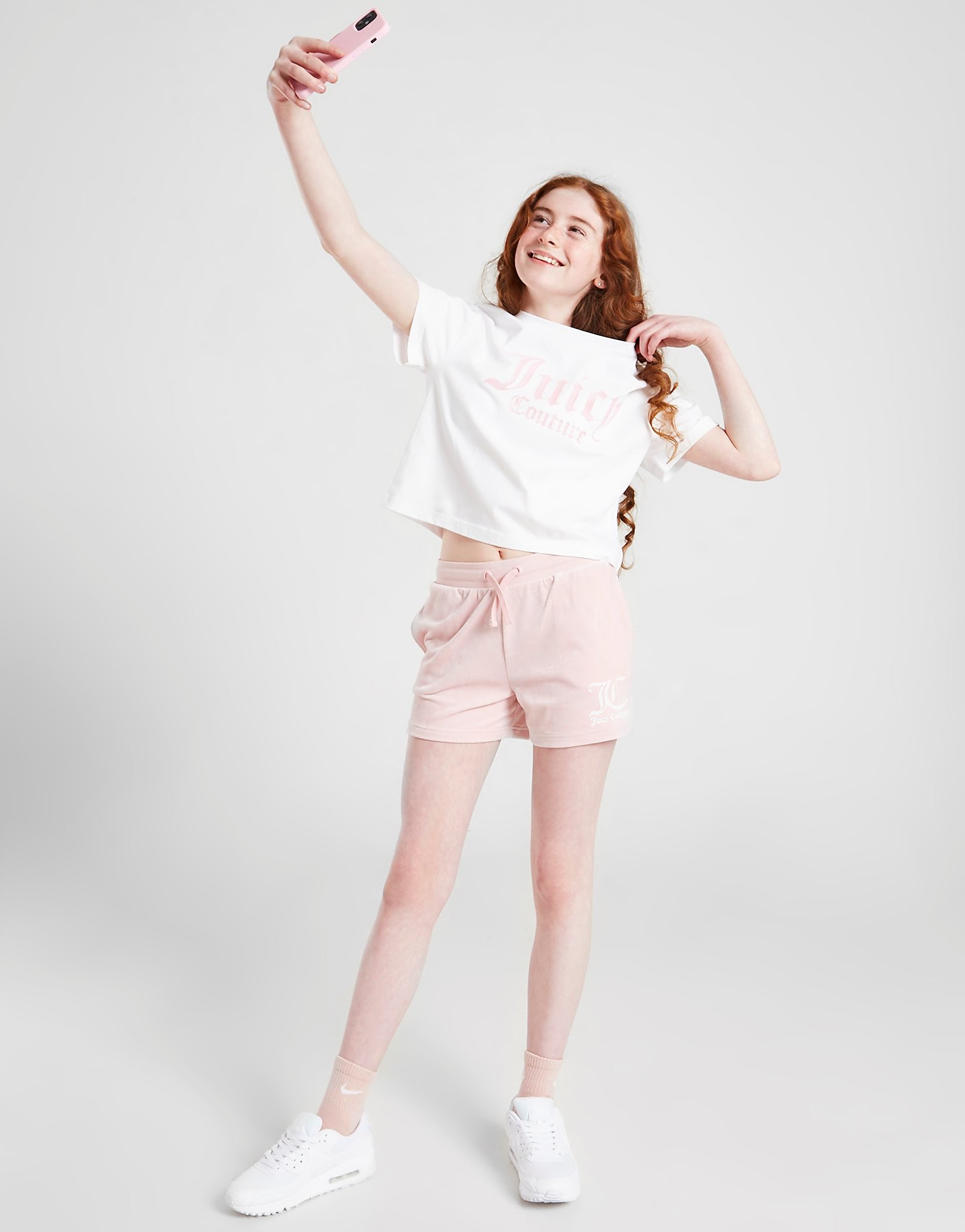 

JUICY COUTURE Girls' Boxy T-Shirt & Velour Shorts Set Junior - White - Kids, White