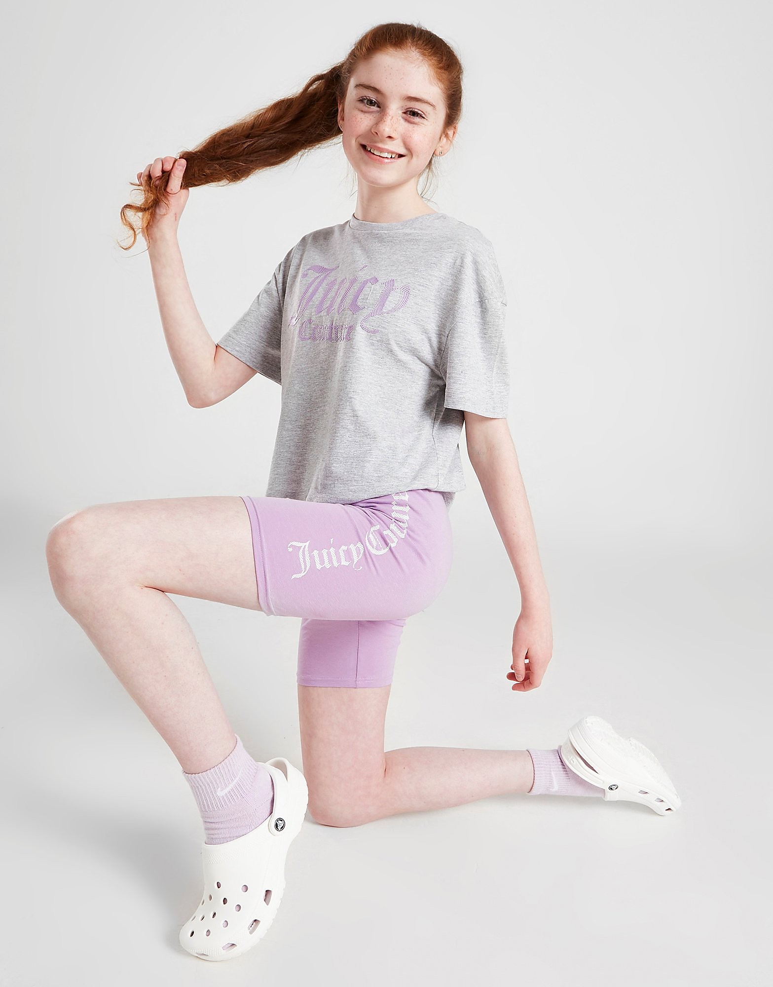 

JUICY COUTURE Girls' Boxy T-Shirt & Cycle Shorts Set Junior - Grey - Kids, Grey
