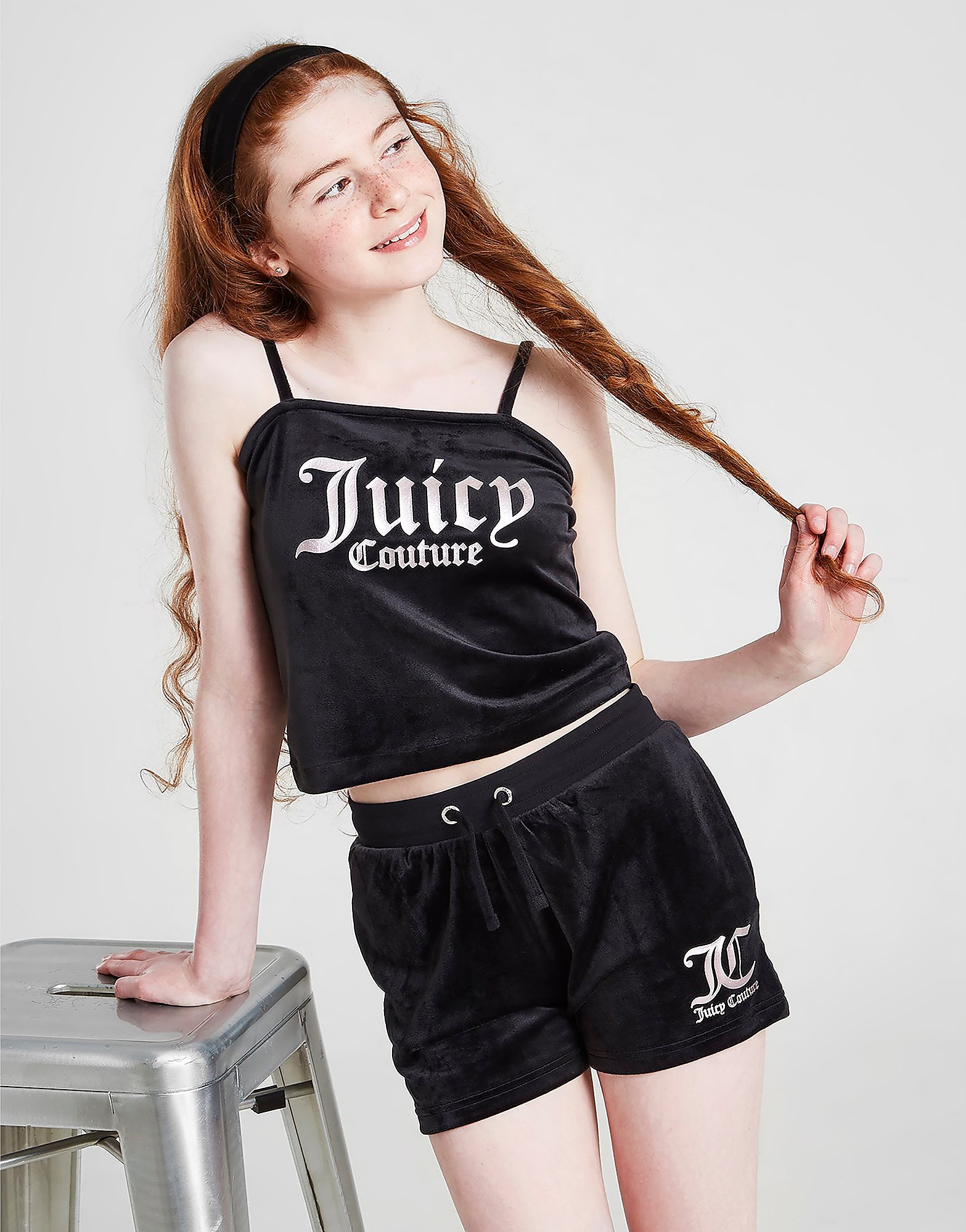 

JUICY COUTURE Girls' Velour Tank Top & Shorts Set Junior - Black - Kids, Black