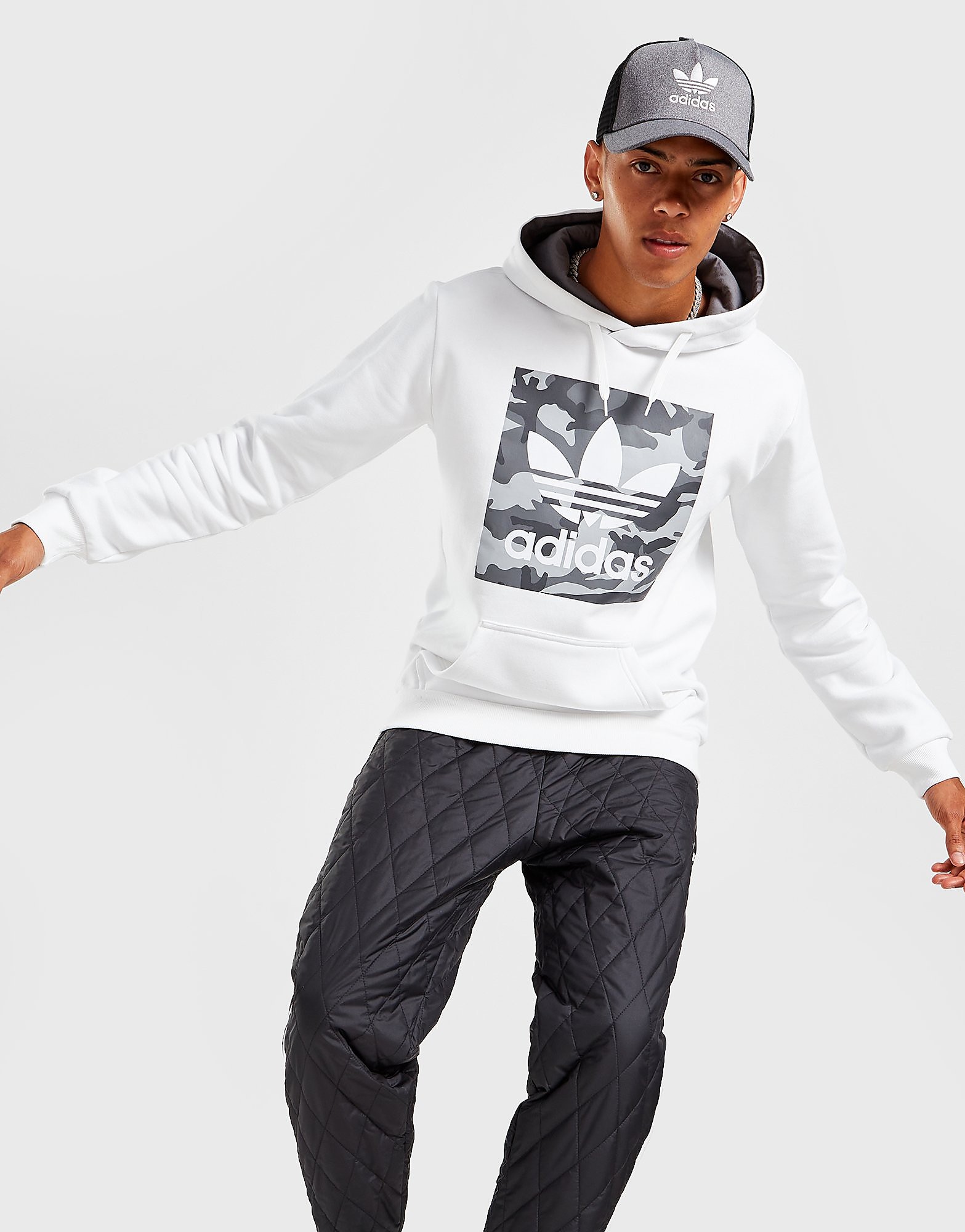 

adidas Originals Camo Logo Hoodie - Only at JD - White - Mens, White