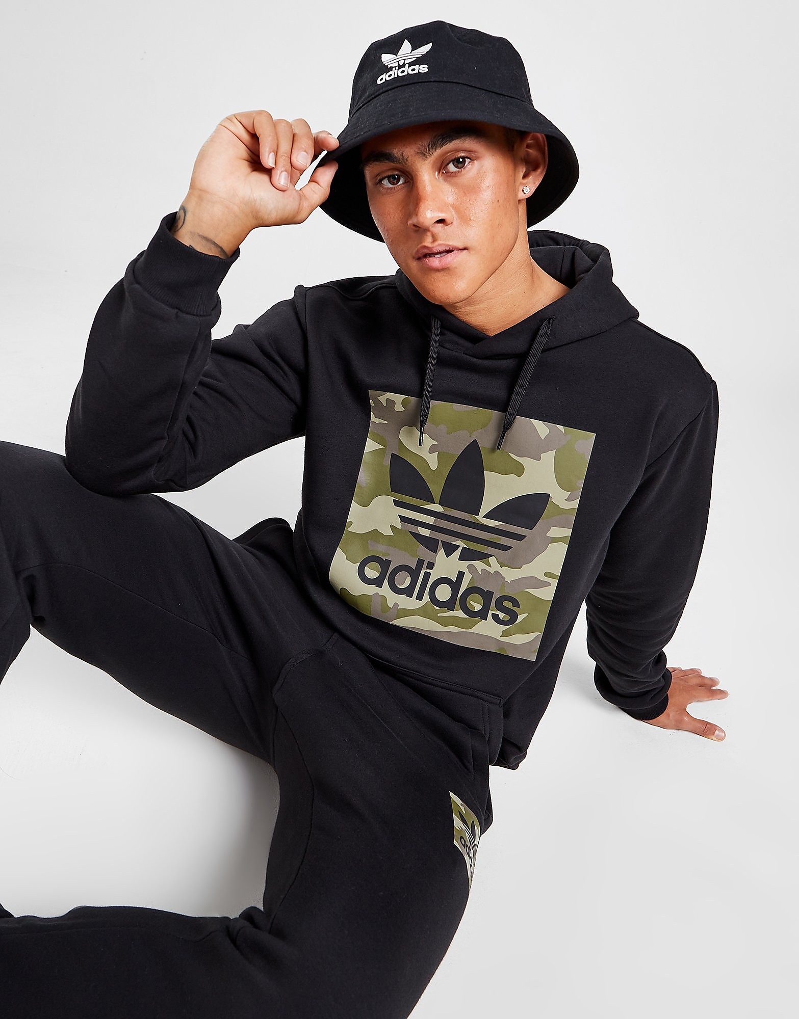 

adidas Originals Camo Logo Hoodie - Only at JD - Black/Black - Mens, Black/Black
