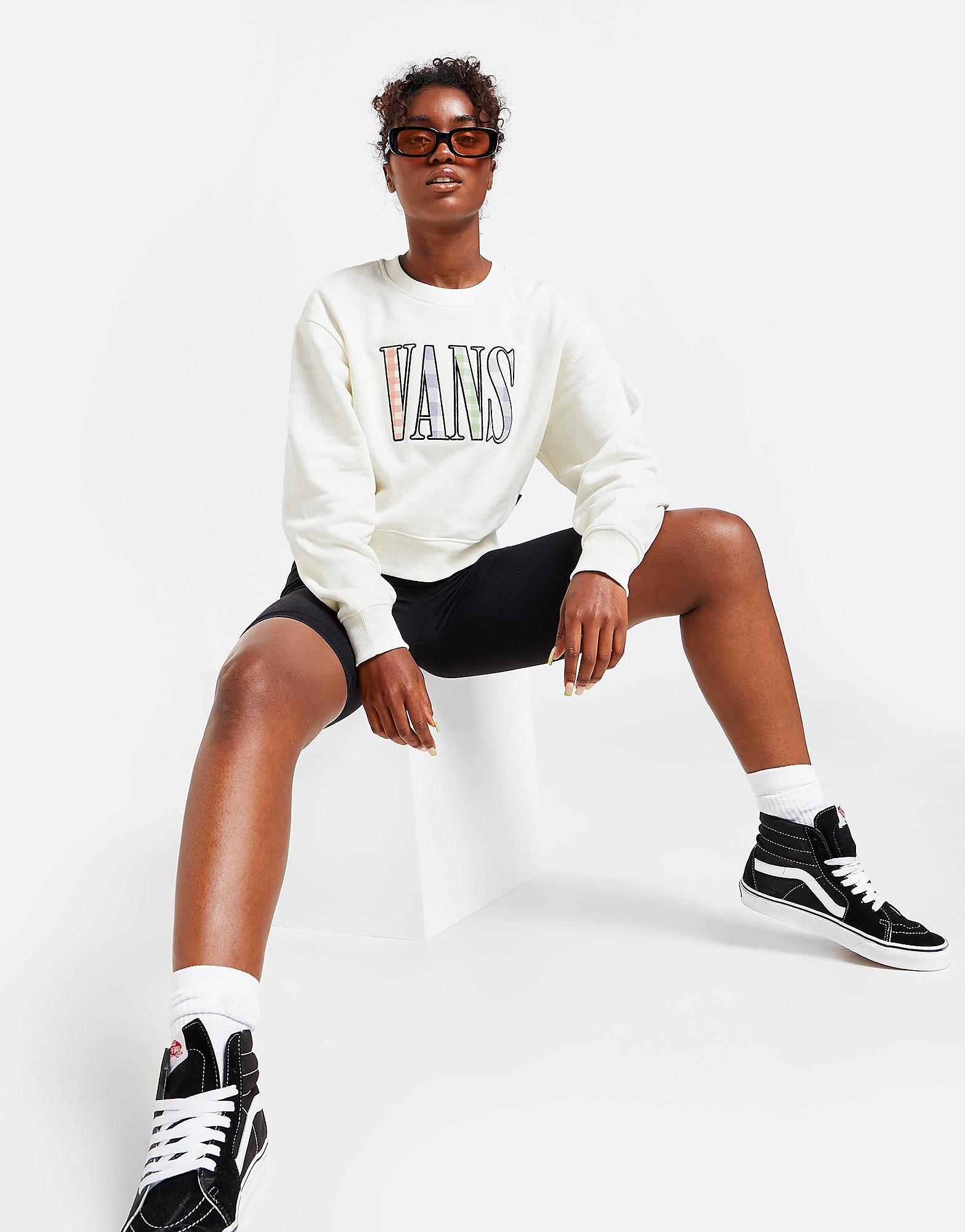 

Vans Gingham Crop Crew Sweatshirt - White - Womens, White