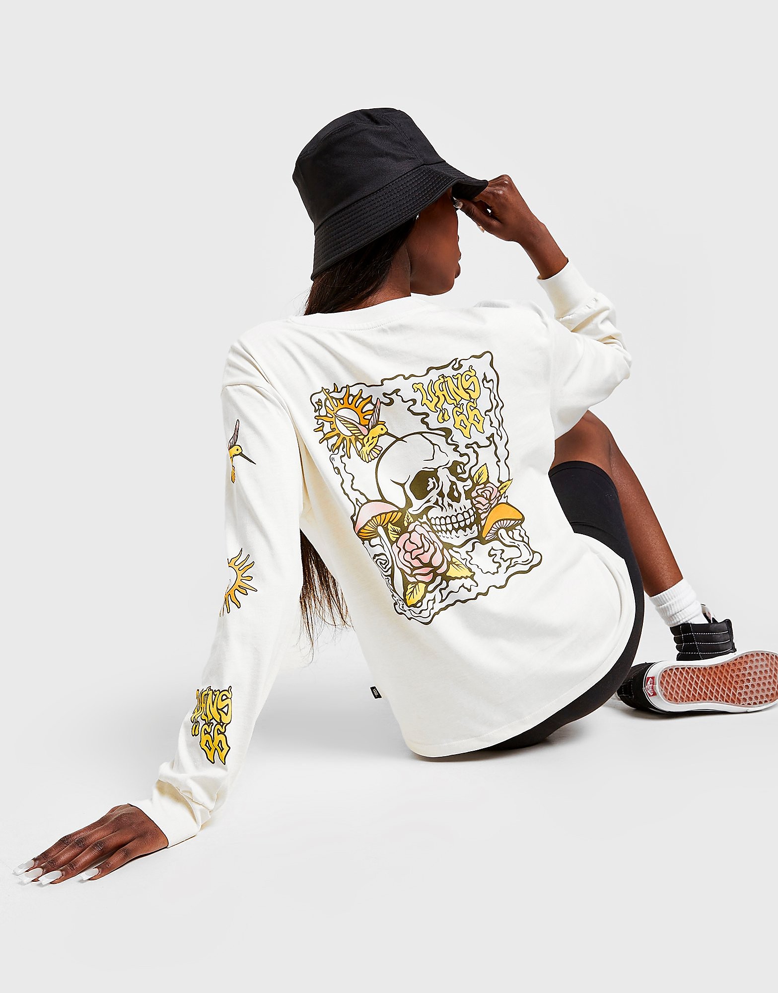 

Vans Skully Long Sleeve Cropped T-Shirt - White - Womens, White