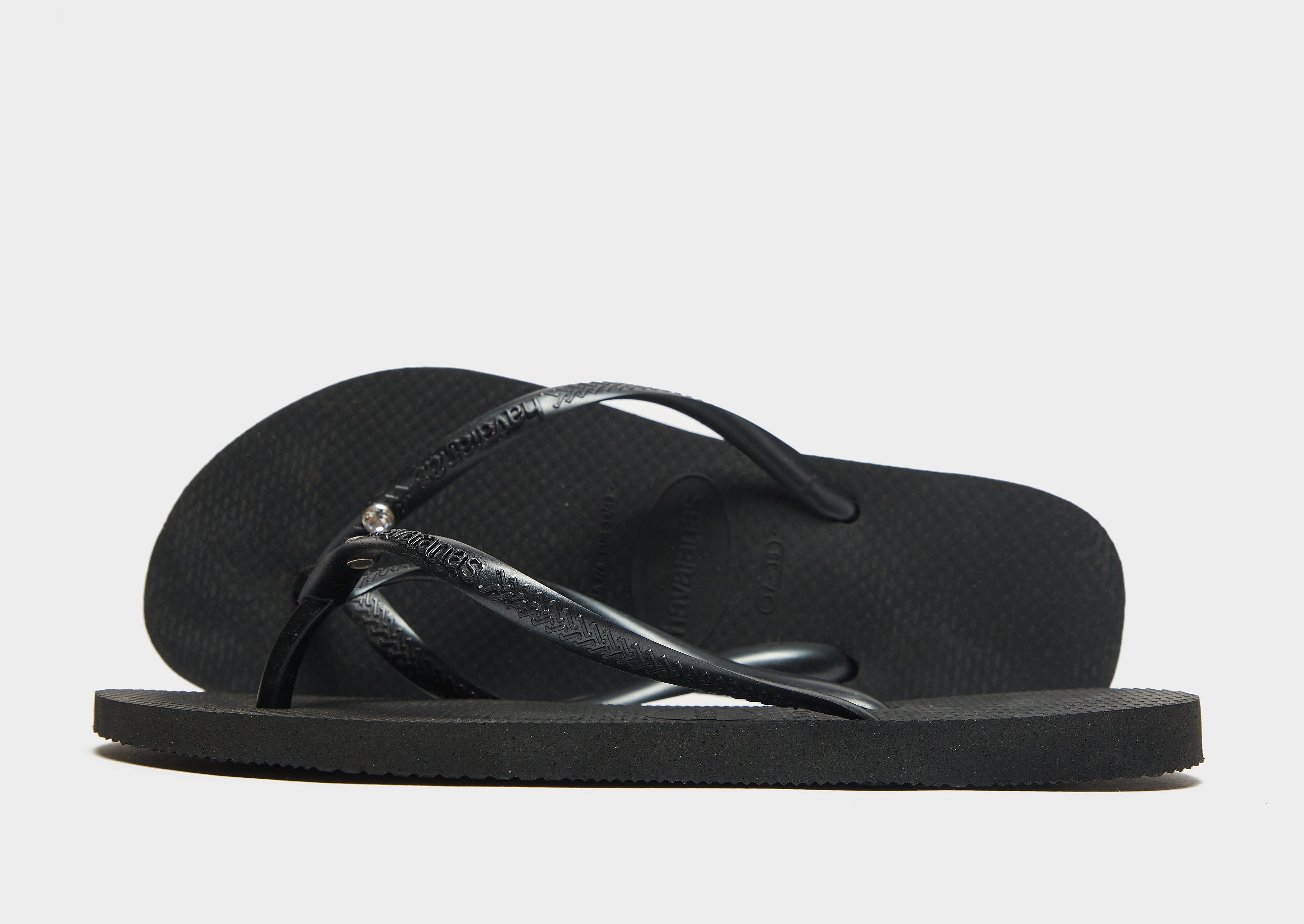 

Havaianas Slim Crystal Flip Flops Women's - Black/Black, Black/Black