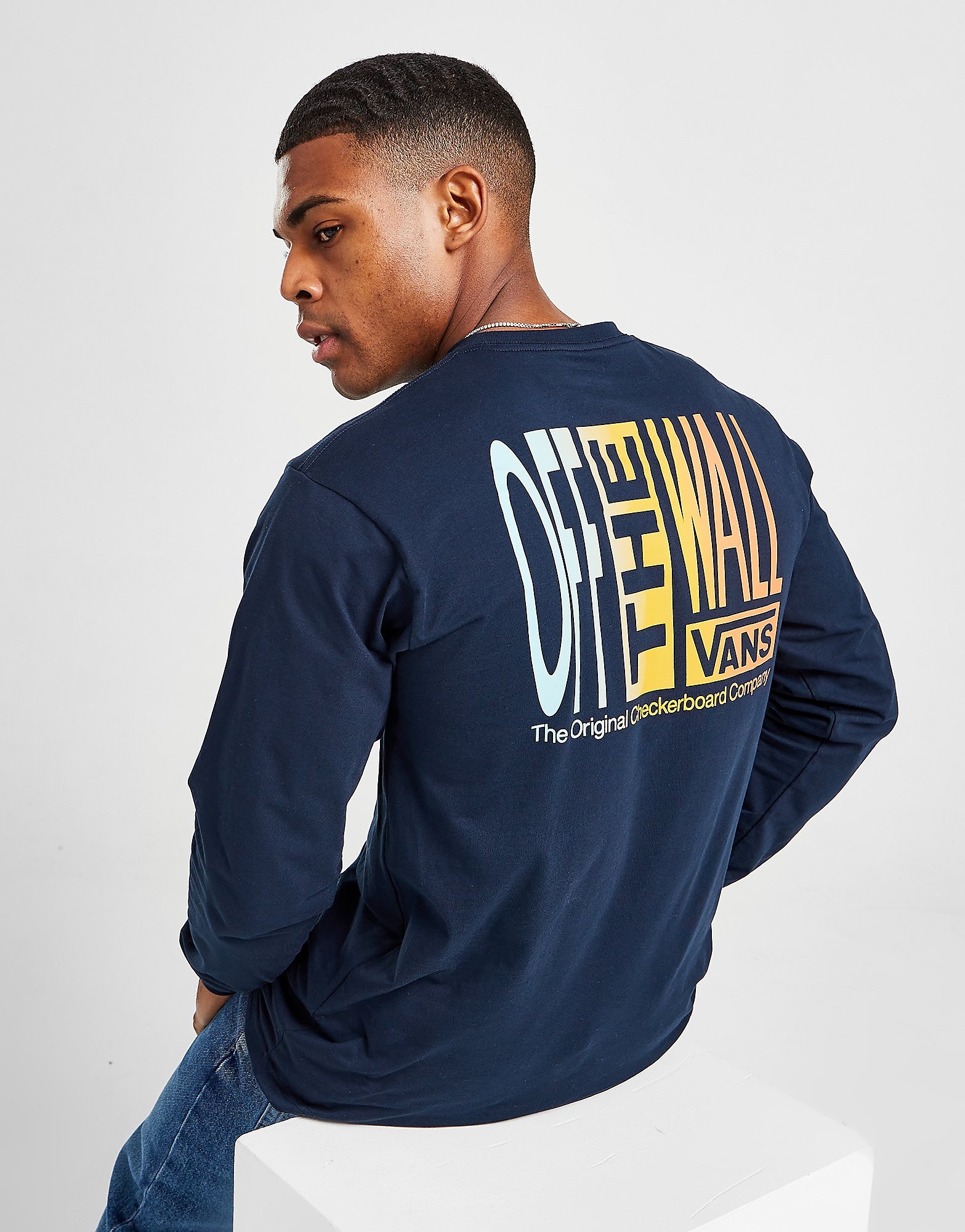 

Vans Fade Logo Long Sleeve T-Shirt - Blue - Mens, Blue