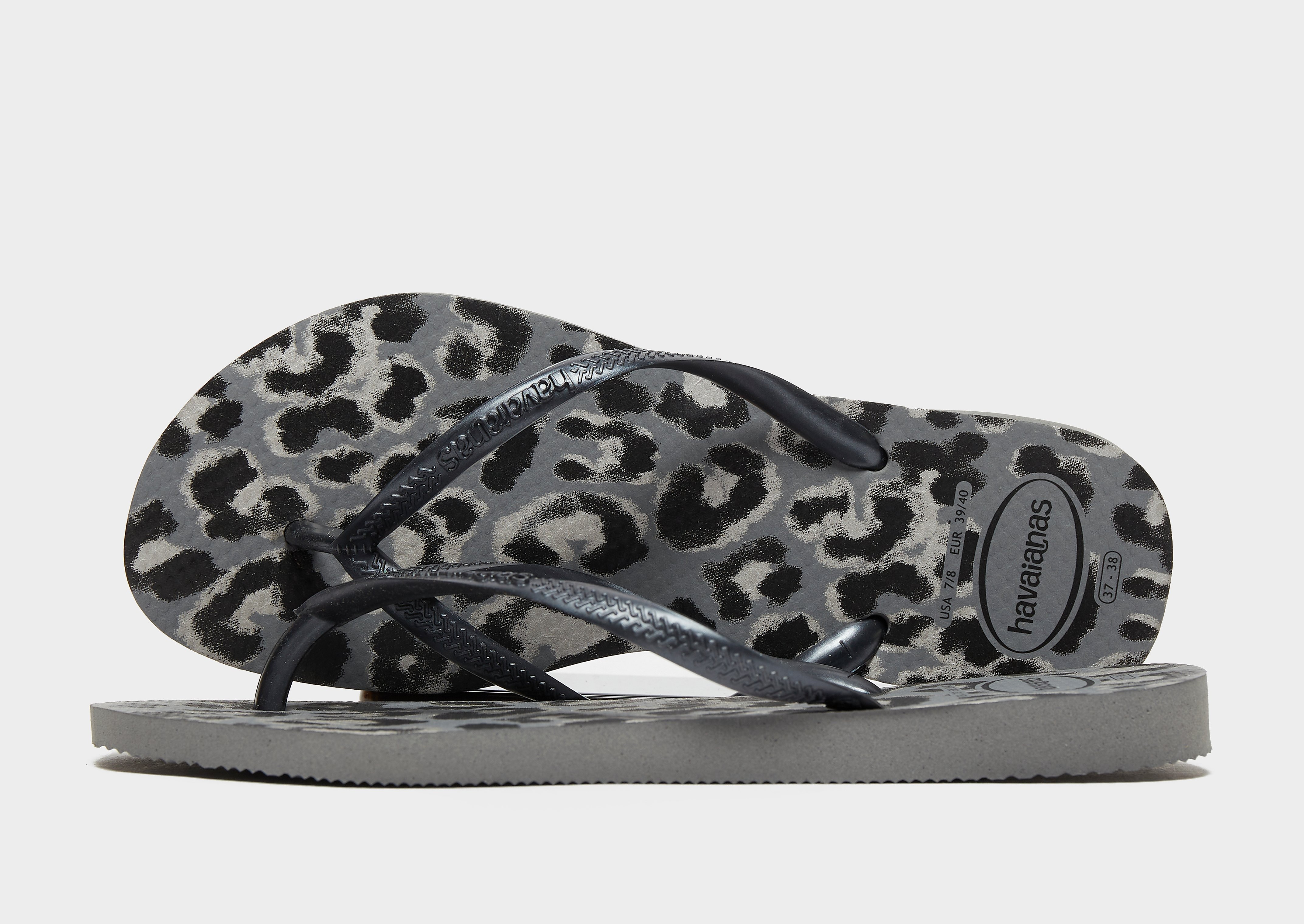

Havaianas Slim Leopard Flip Flops Women's - Grey, Grey