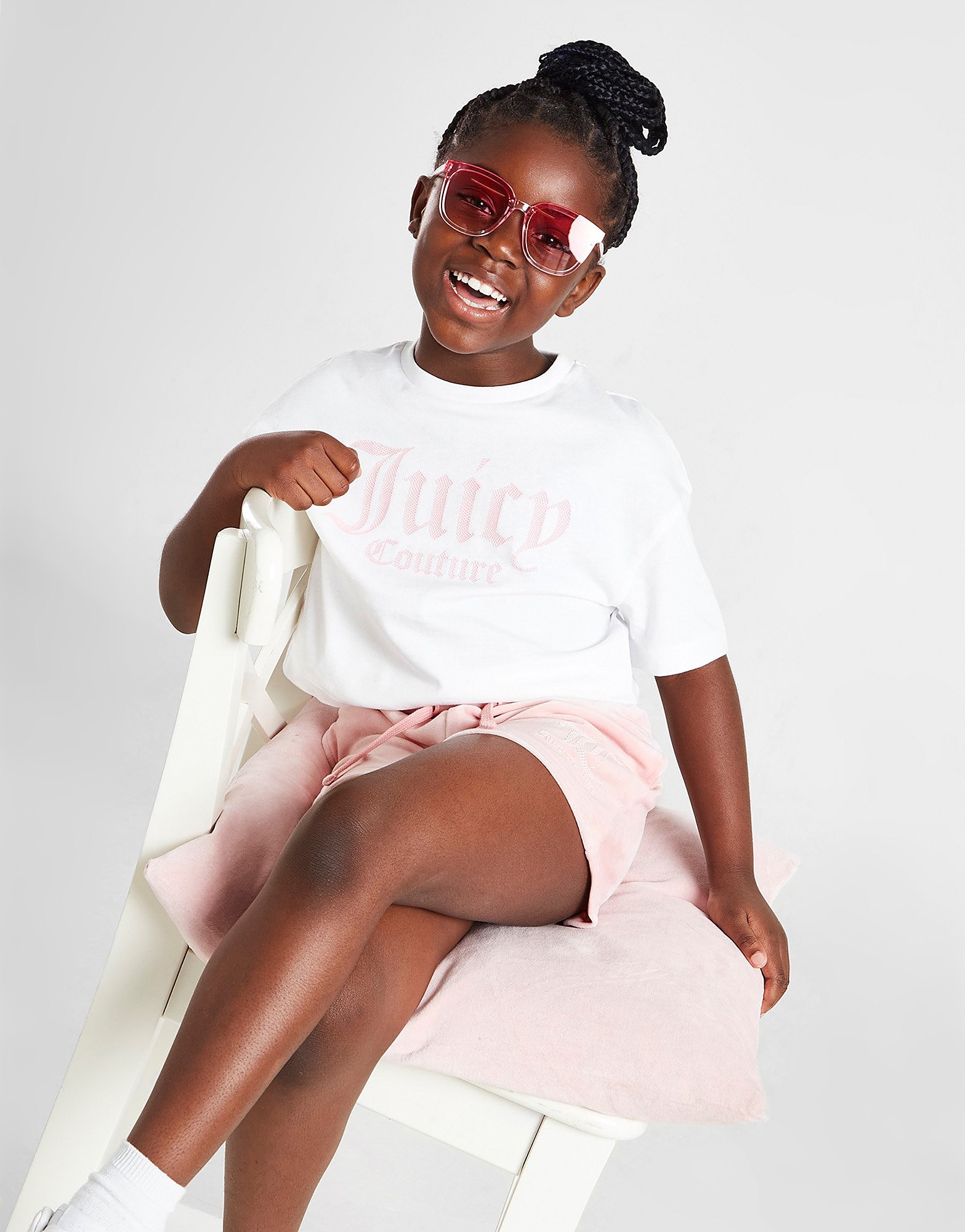 

JUICY COUTURE Girls' Crop T-Shirt/Velour Shorts Set Children - White - Kids, White