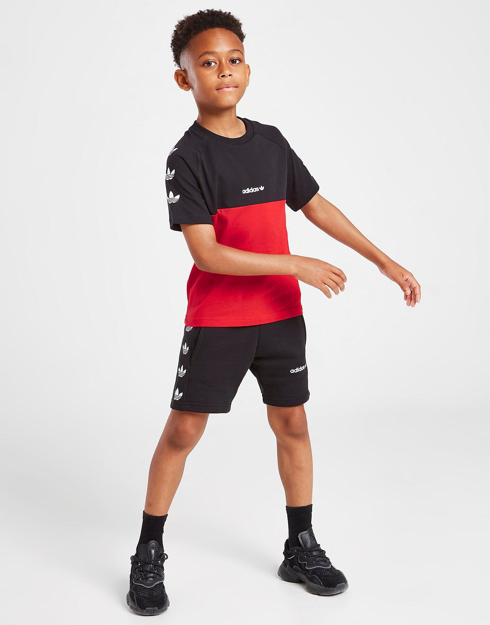 

adidas Originals Repeat Trefoil T-Shirt/Shorts Set Children - Only at JD - BLACK/Red - Kids, BLACK/Red