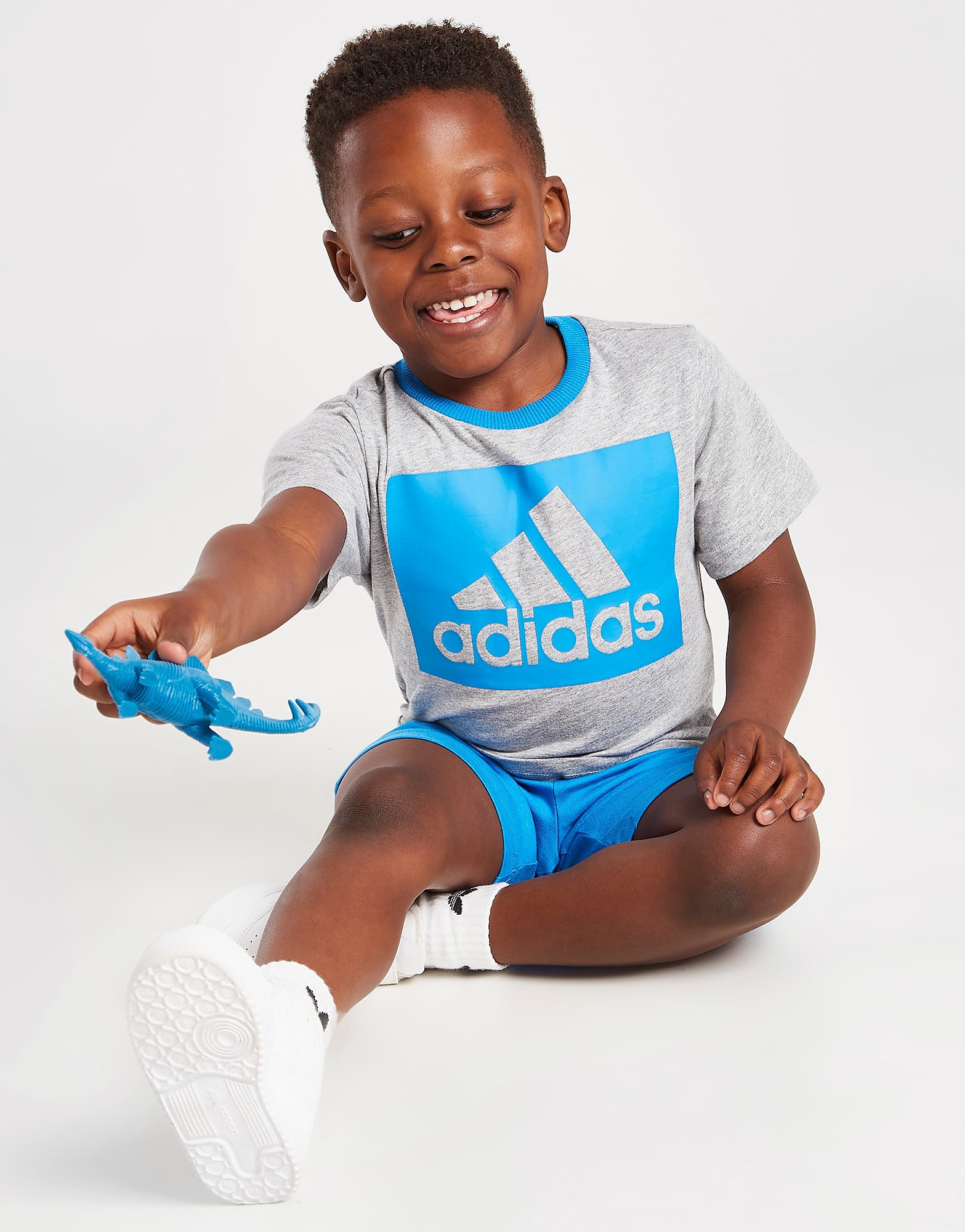 

adidas Badge of Sport Box Logo T-Shirt/Shorts Set Infant - Grey - Kids, Grey