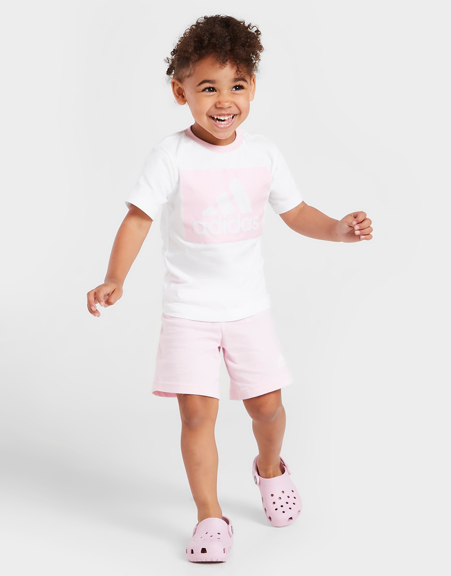 

adidas Girls' Box Logo T-Shirt/Shorts Set Infant - White - Kids, White